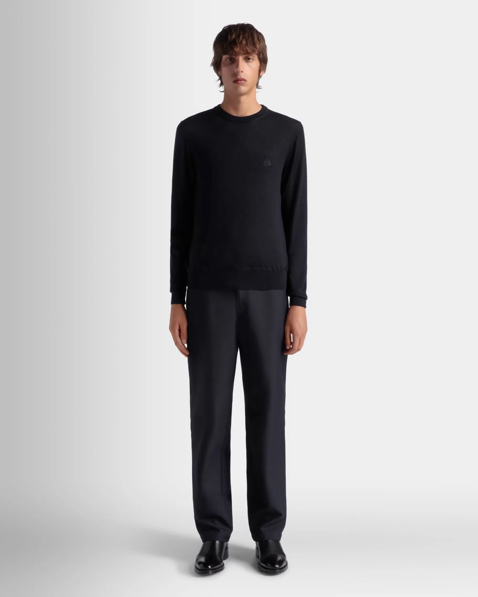 Pants<Bally Adrien Brody Travel Collection Chino Pants In Navy Wool Blend Blue