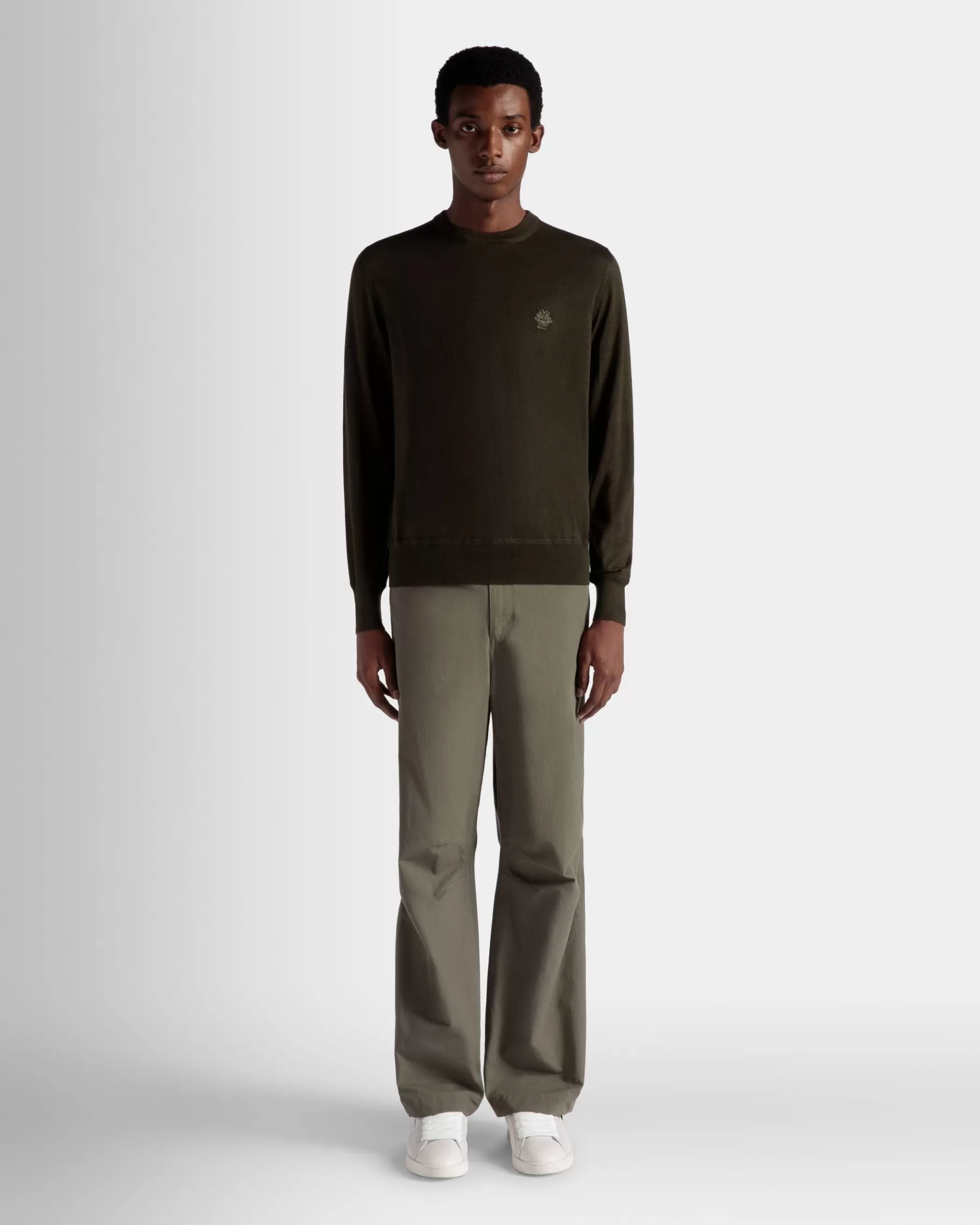 Knitwear<Bally Adrien Brody Travel Collection Crewneck Sweater In Military Cashmere Green