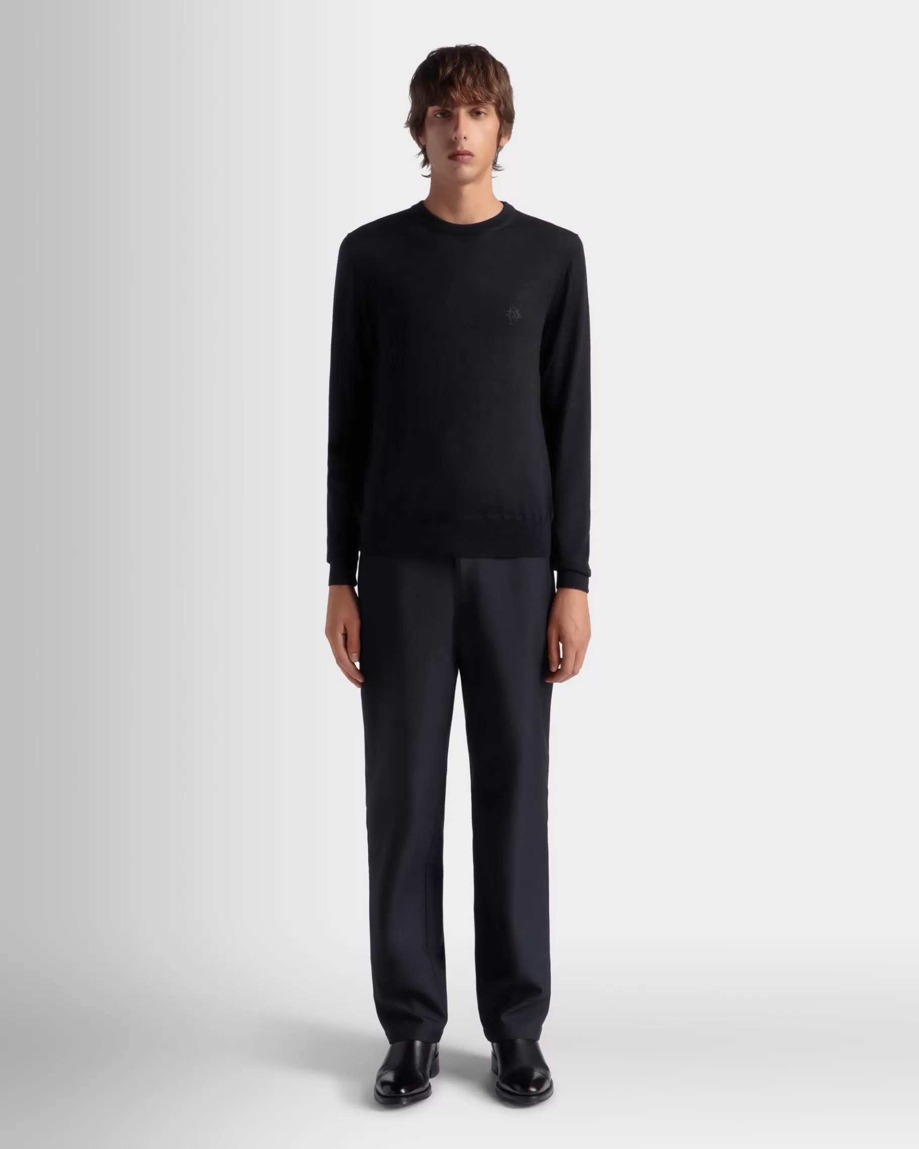 Knitwear<Bally Adrien Brody Travel Collection Crewneck Sweater In Navy Cashmere Blue
