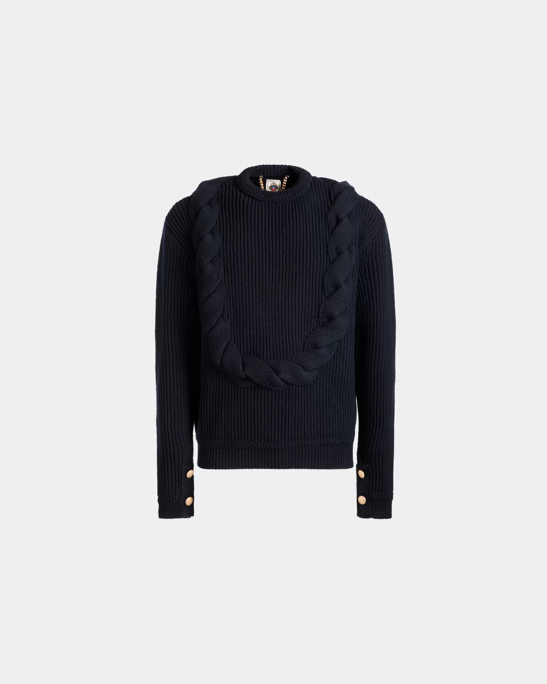 Knitwear<Bally Adrien Brody Travel Collection Crewneck Sweater In Navy Wool Blue