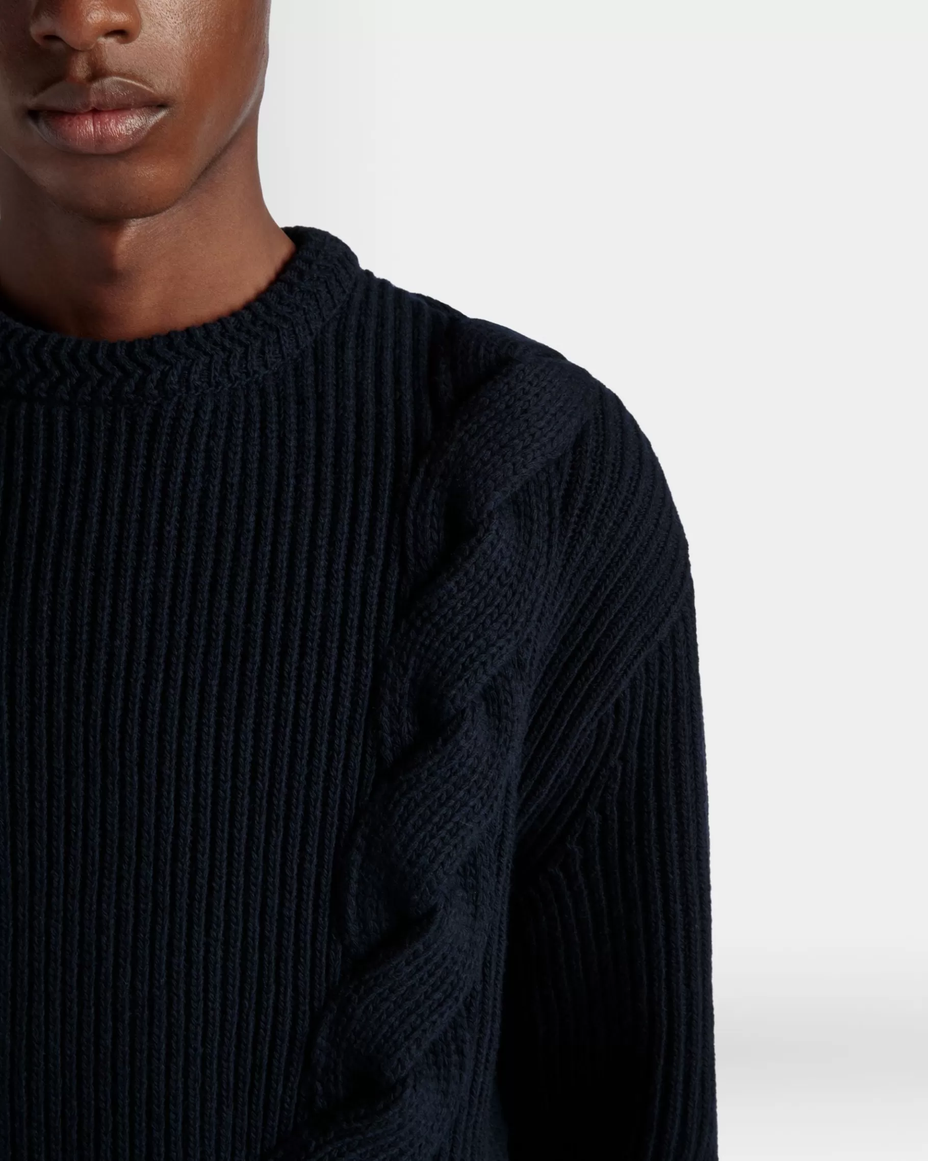 Knitwear<Bally Adrien Brody Travel Collection Crewneck Sweater In Navy Wool Blue