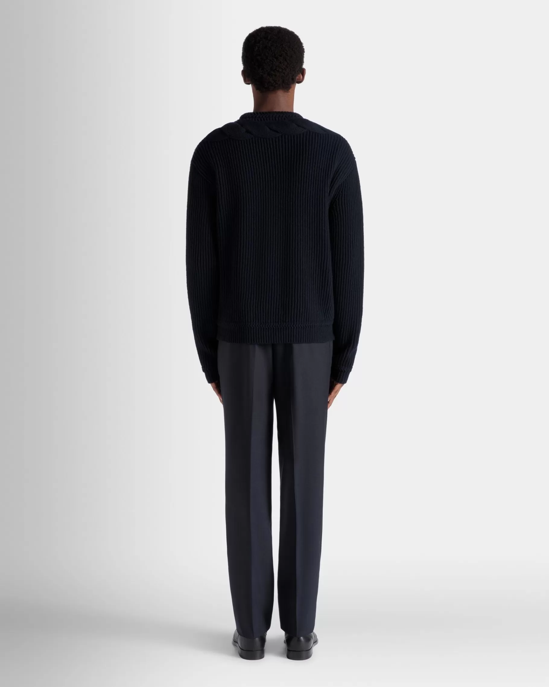 Knitwear<Bally Adrien Brody Travel Collection Crewneck Sweater In Navy Wool Blue
