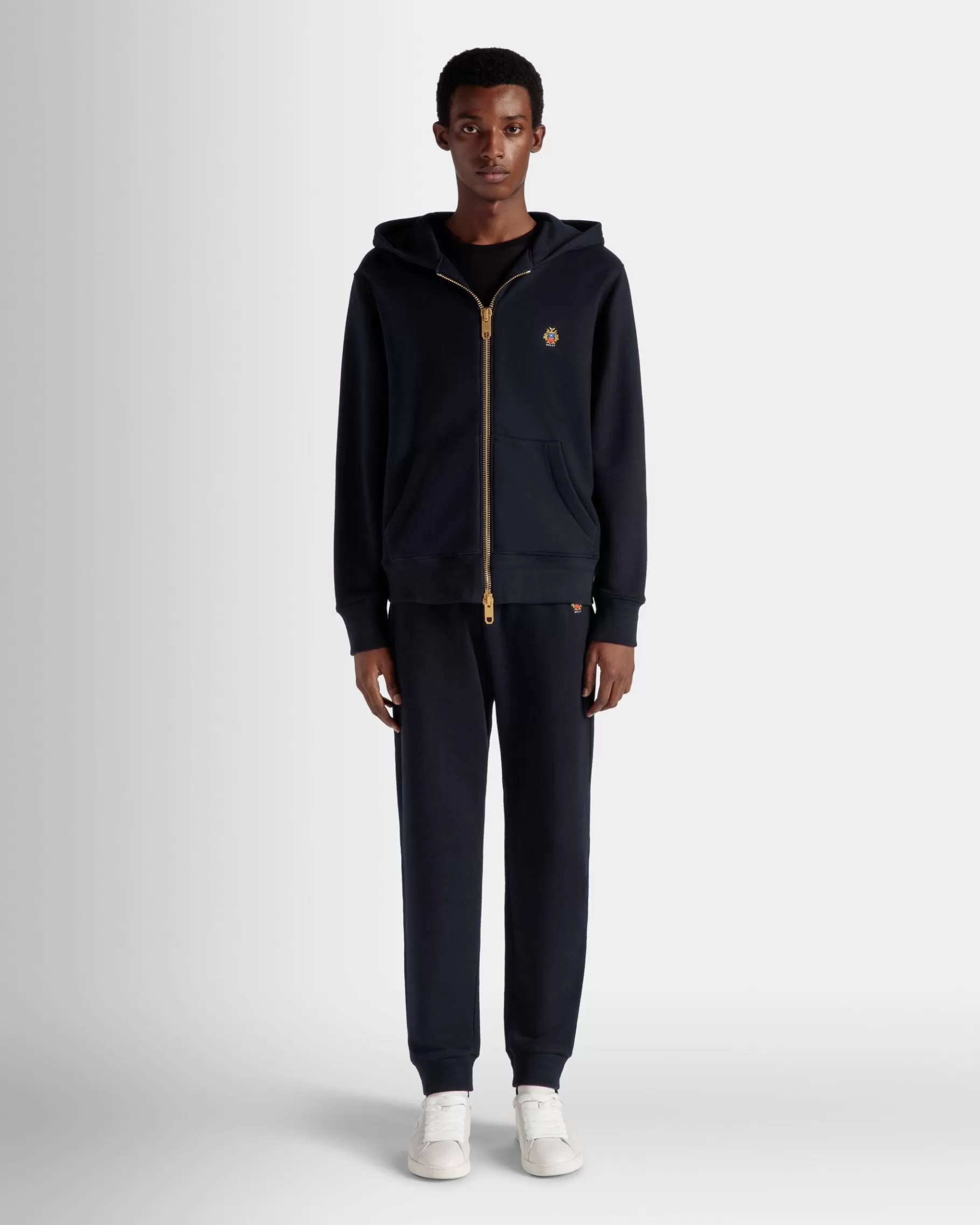 Tracksuits<Bally Adrien Brody Travel Collection Hoodie In Navy Cashmere Blend Blue