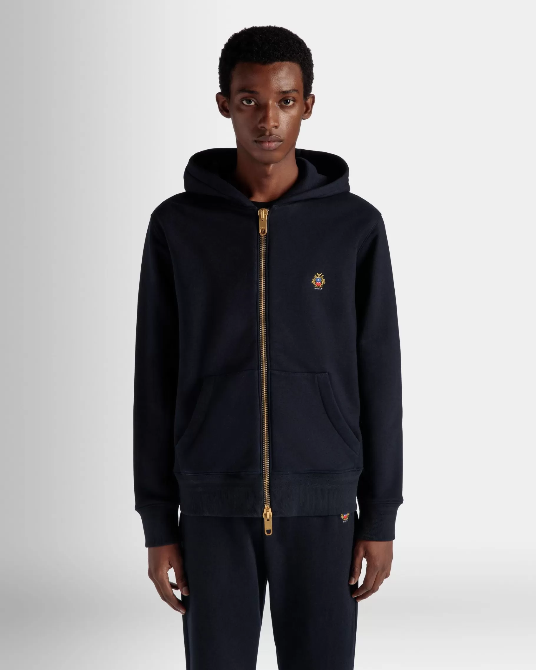 Tracksuits<Bally Adrien Brody Travel Collection Hoodie In Navy Cashmere Blend Blue