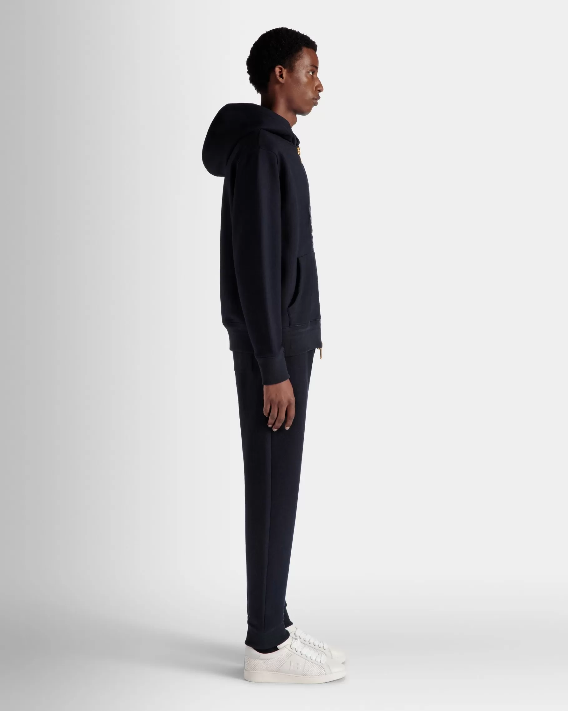 Tracksuits<Bally Adrien Brody Travel Collection Hoodie In Navy Cashmere Blend Blue