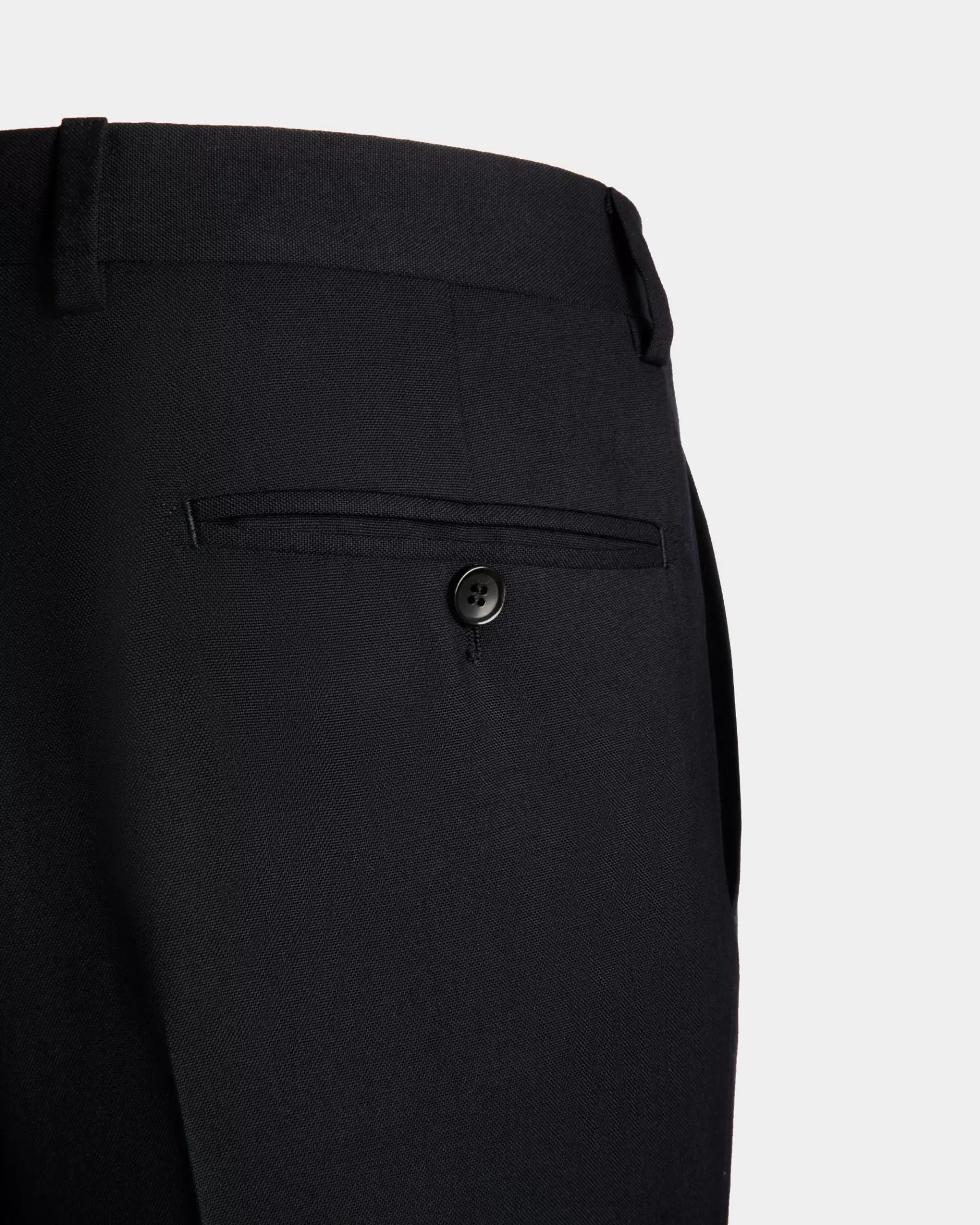 Pants<Bally Adrien Brody Travel Collection Pleated Pants In Navy Wool Blue