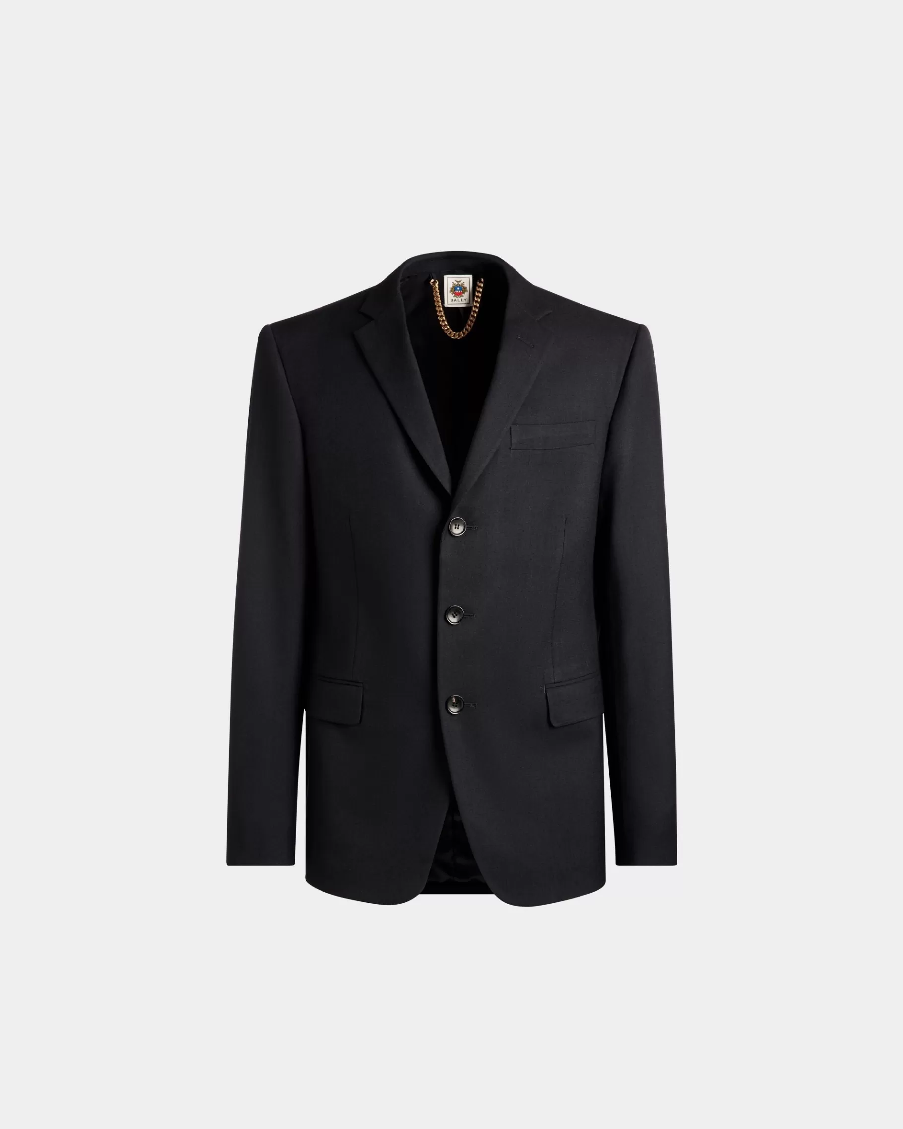 Coats & Jackets<Bally Adrien Brody Travel Collection Single-Breasted Blazer In Navy Wool Blue