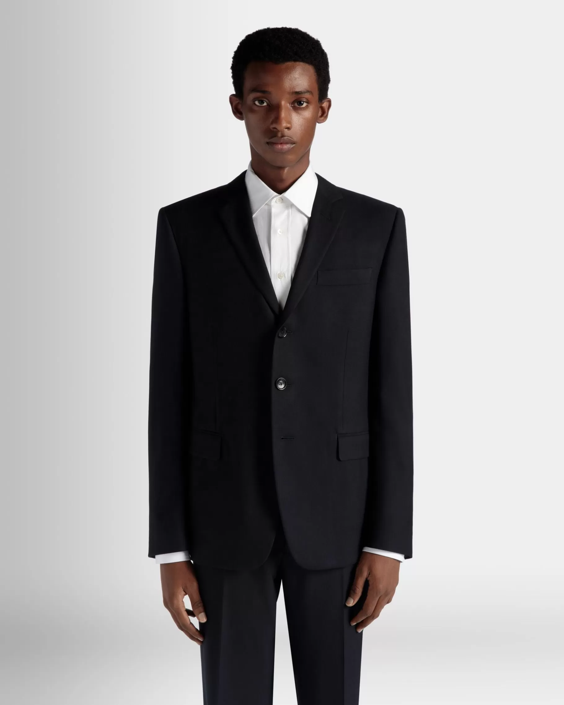 Coats & Jackets<Bally Adrien Brody Travel Collection Single-Breasted Blazer In Navy Wool Blue