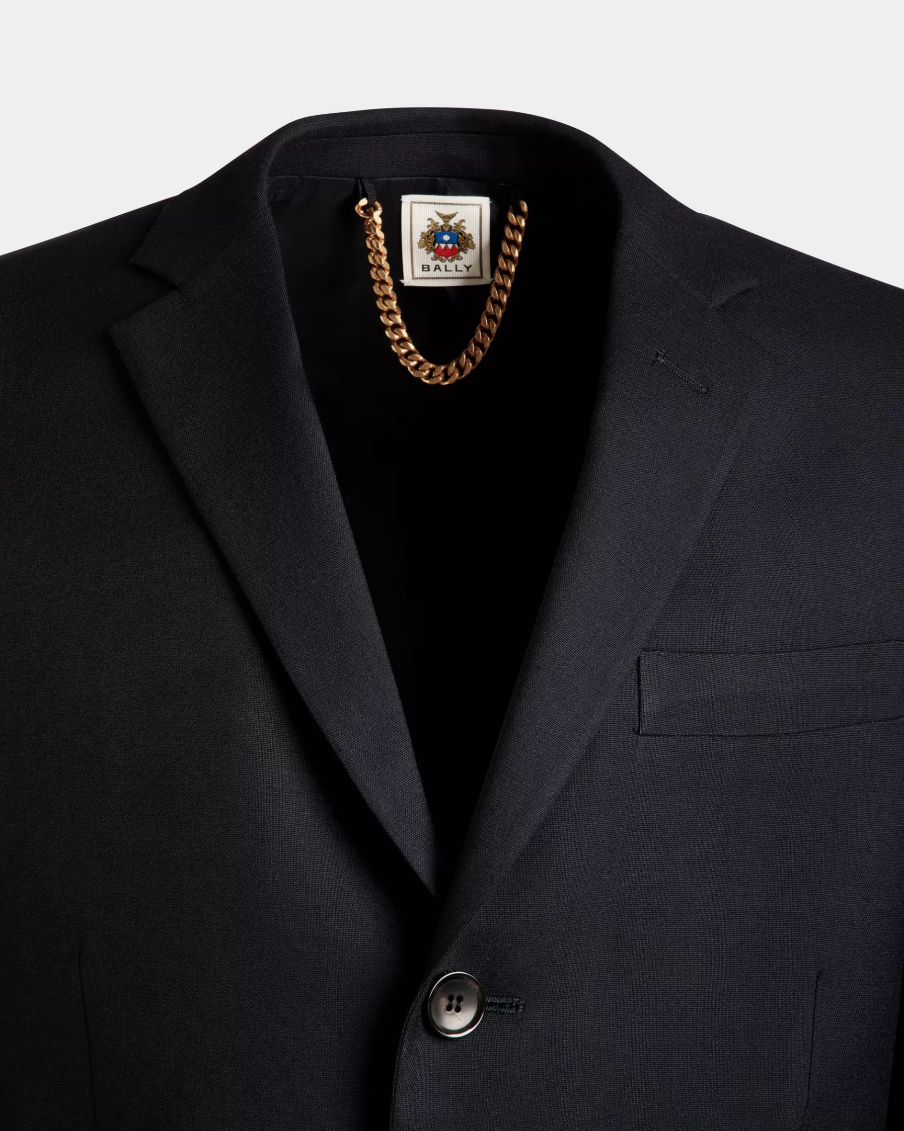 Coats & Jackets<Bally Adrien Brody Travel Collection Single-Breasted Blazer In Navy Wool Blue