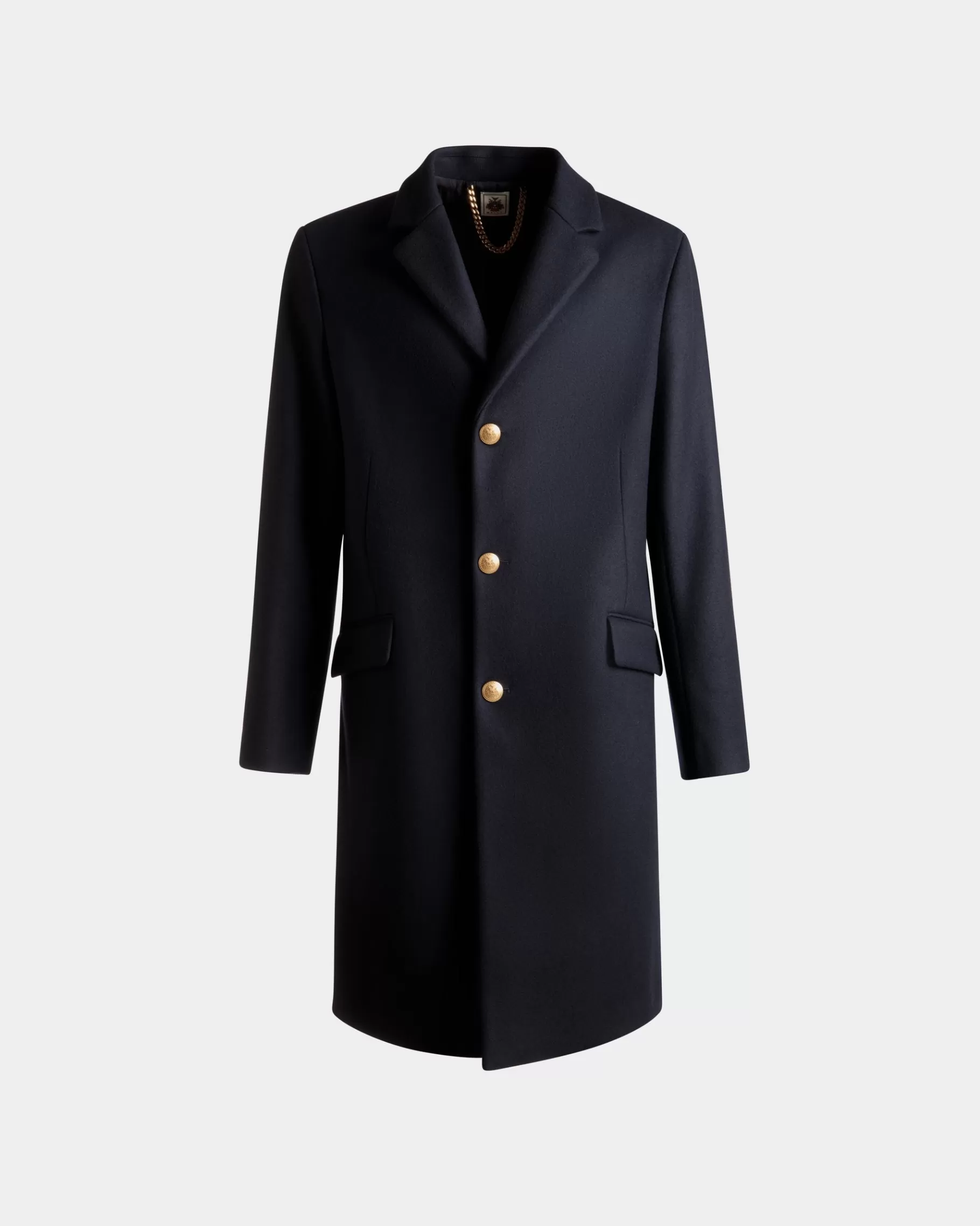 Coats & Jackets<Bally Adrien Brody Travel Collection Single-breasted Coat In Navy Wool Blend Blue