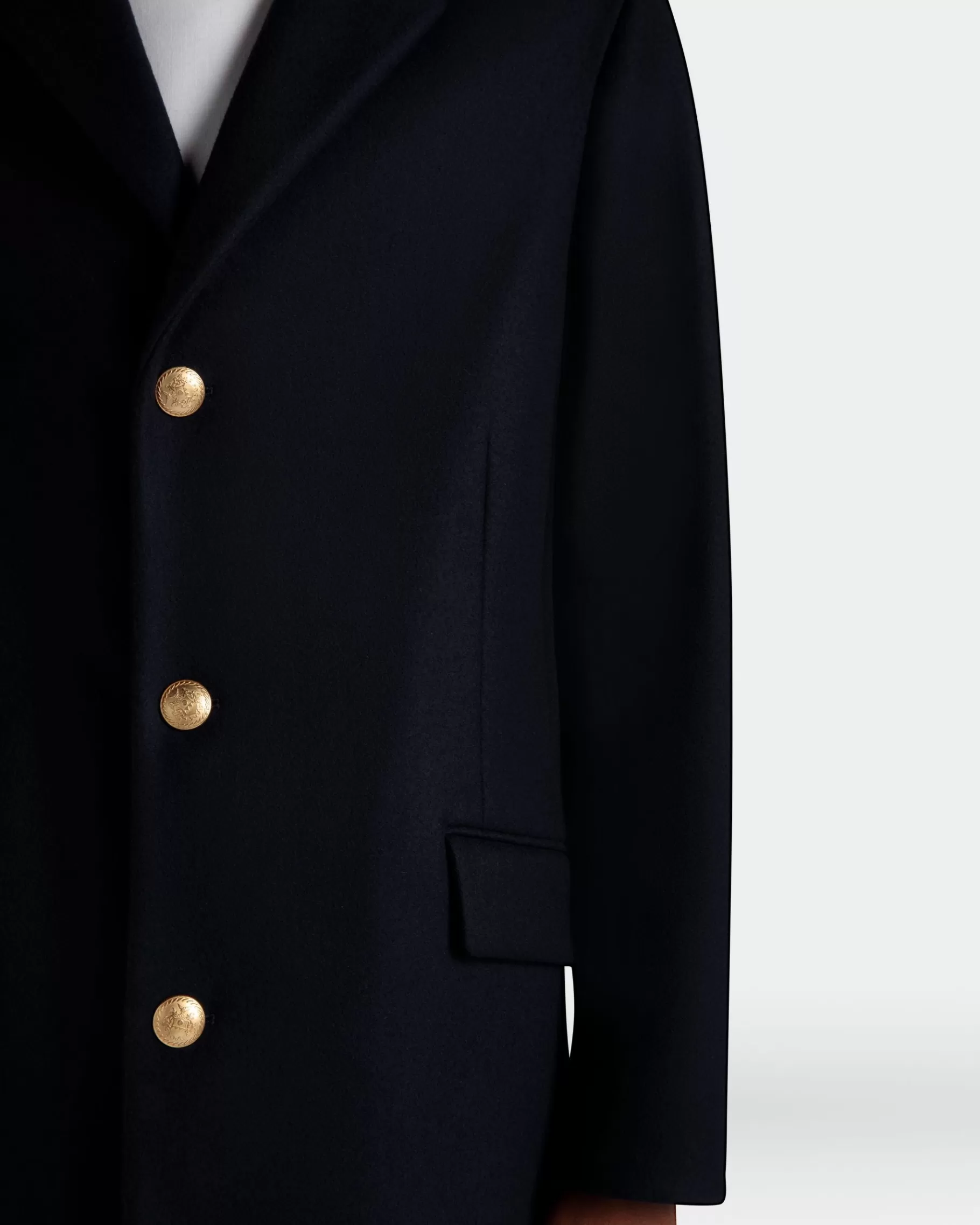Coats & Jackets<Bally Adrien Brody Travel Collection Single-breasted Coat In Navy Wool Blend Blue