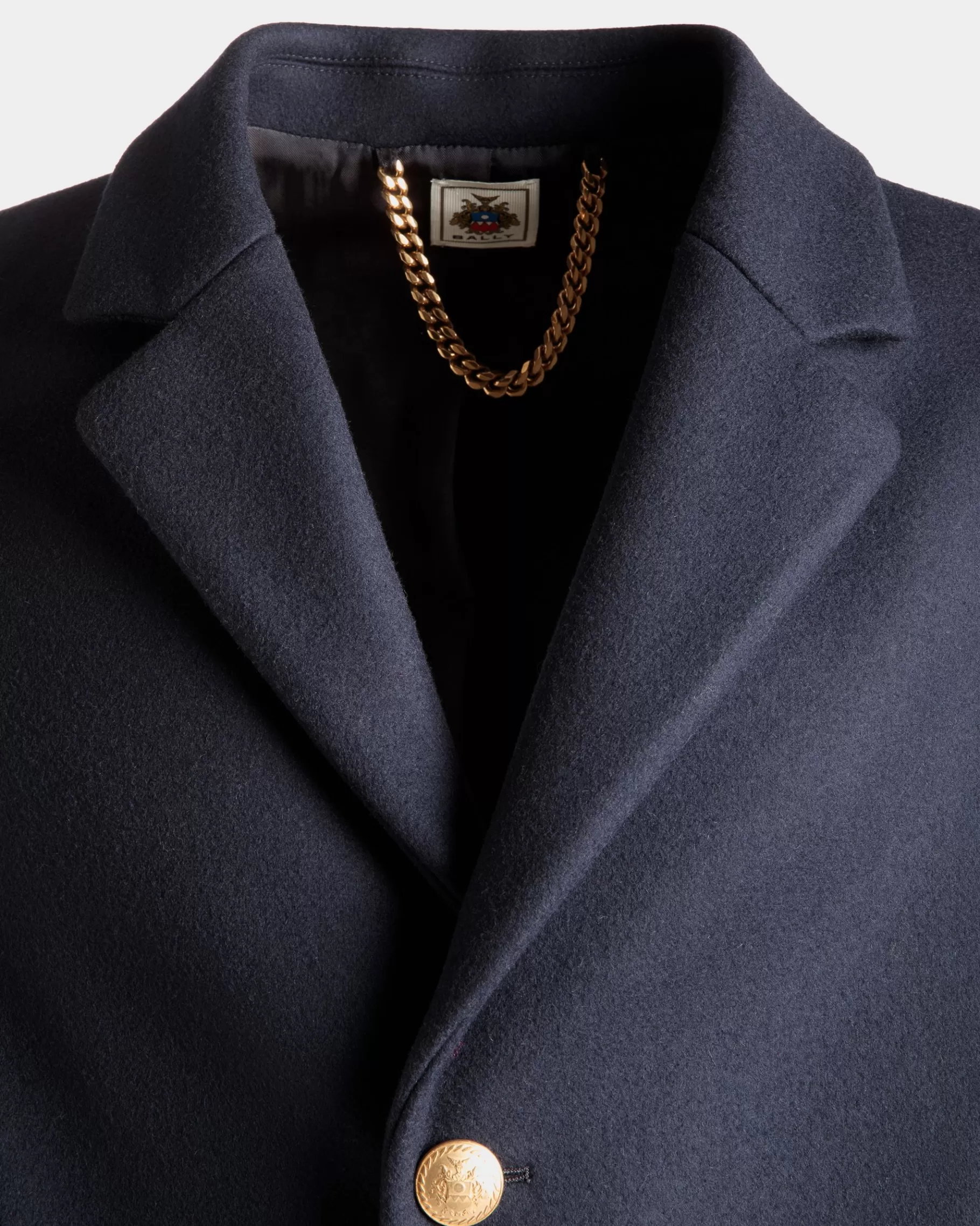 Coats & Jackets<Bally Adrien Brody Travel Collection Single-breasted Coat In Navy Wool Blend Blue
