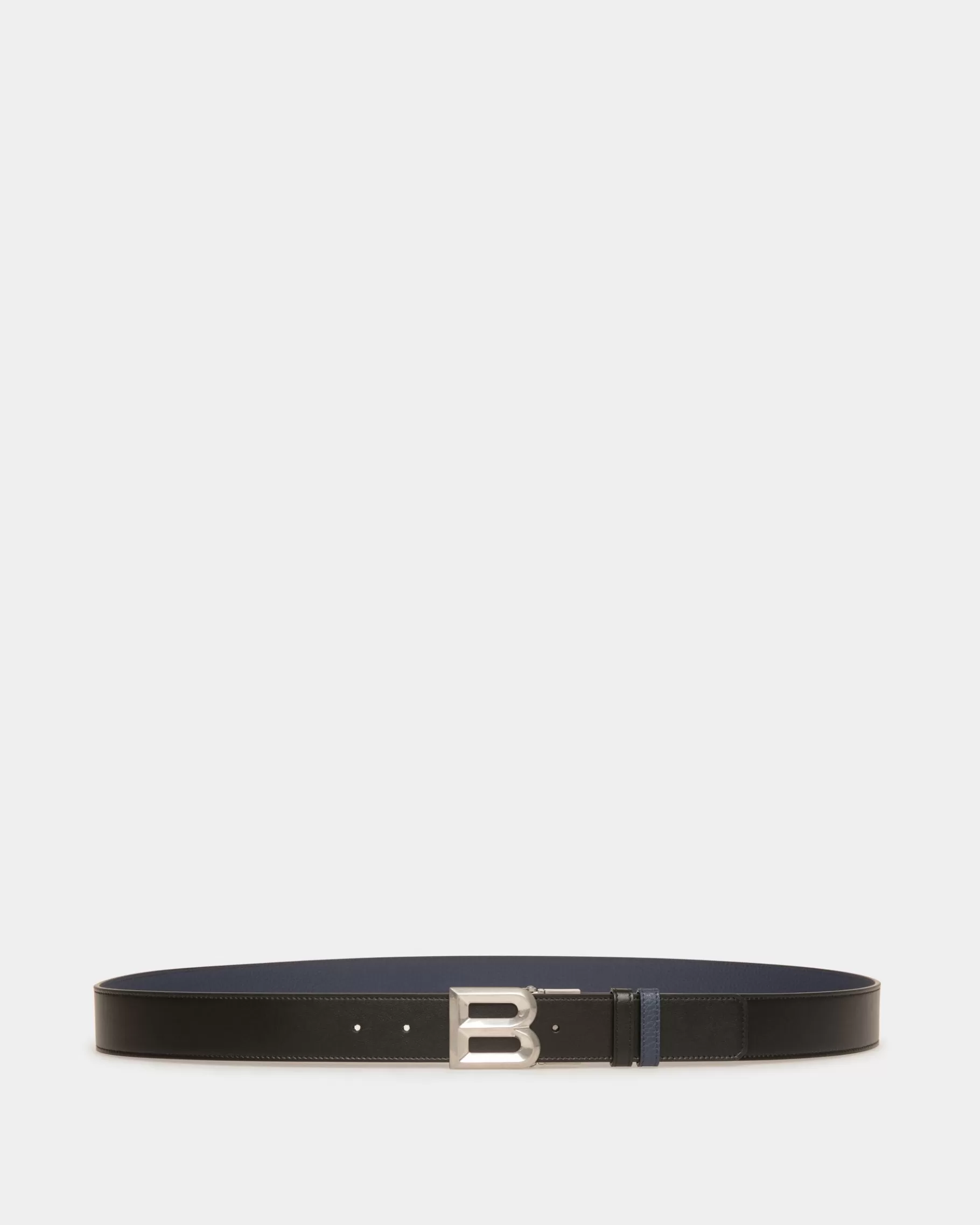 Belts<Bally B Bold 35Mm Reversible And Adjustable Belt In Black And Marine Leather Blue