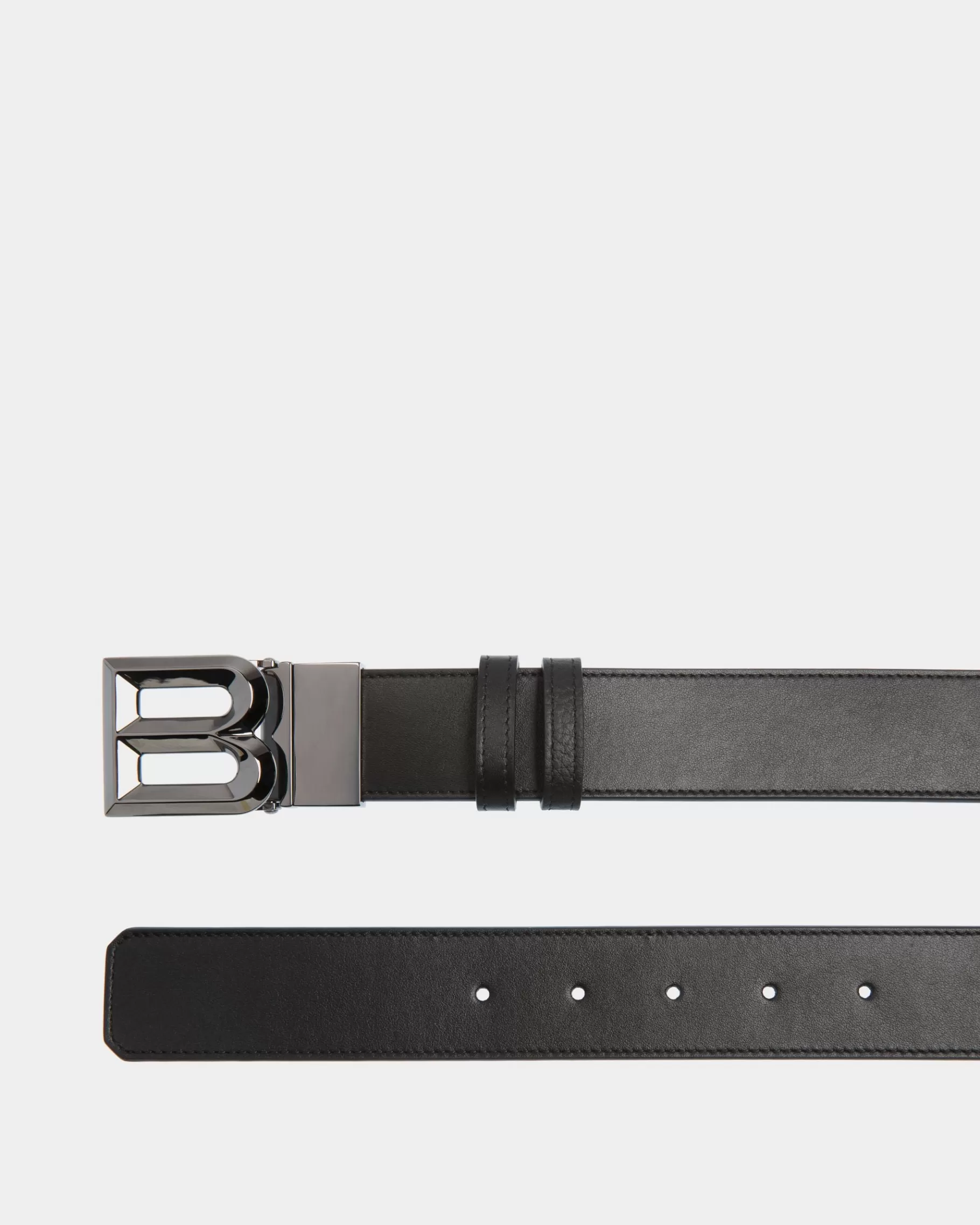 Belts<Bally B Bold 35mm Reversible And Adjustable Belt In Leather Black