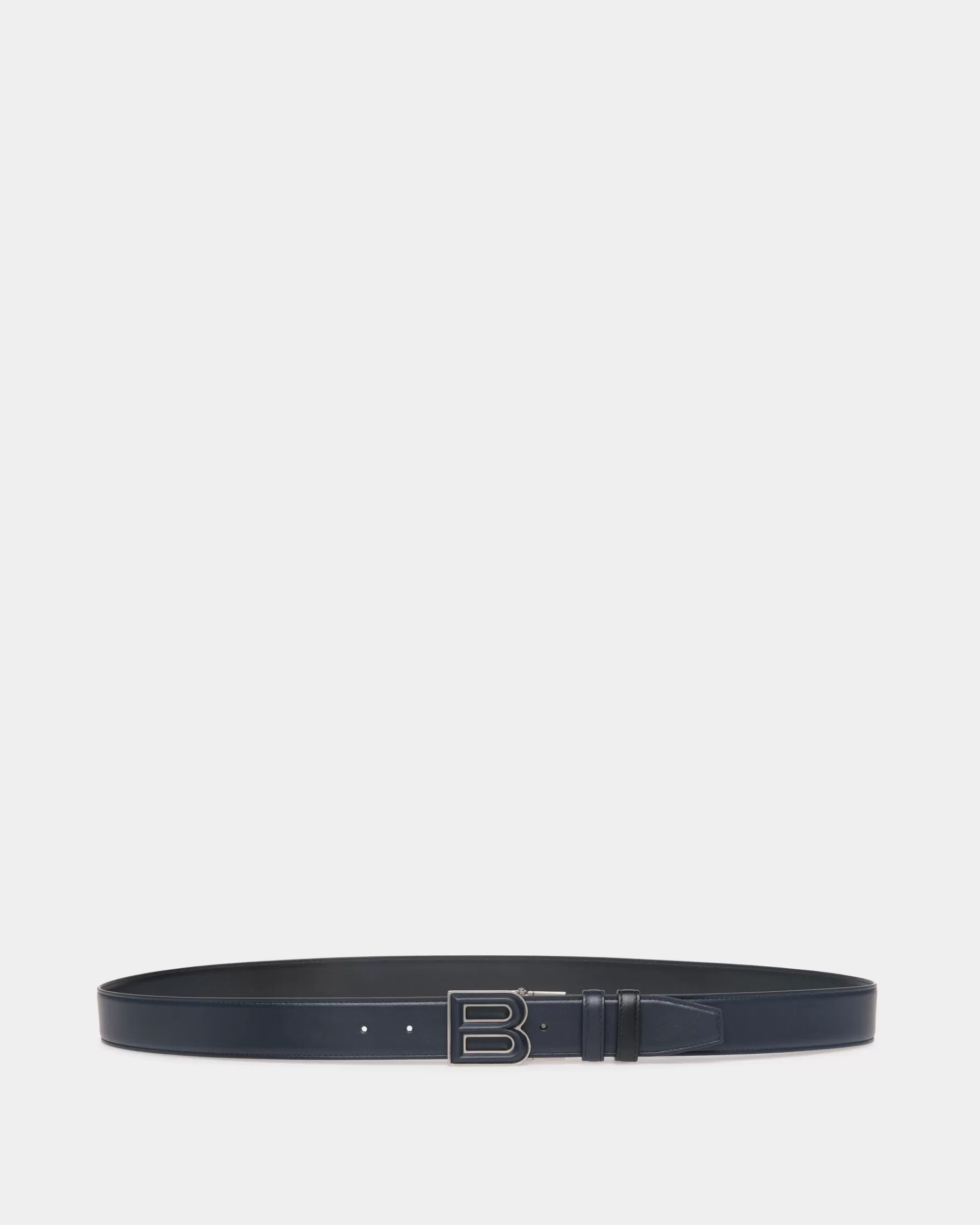 Belts<Bally B Bold 35mm Reversible And Adjustable Belt In Navy Blue And Black Leather Multicolor
