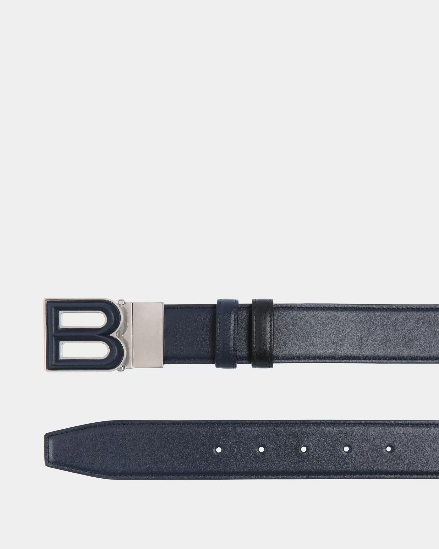 Belts<Bally B Bold 35mm Reversible And Adjustable Belt In Navy Blue And Black Leather Multicolor