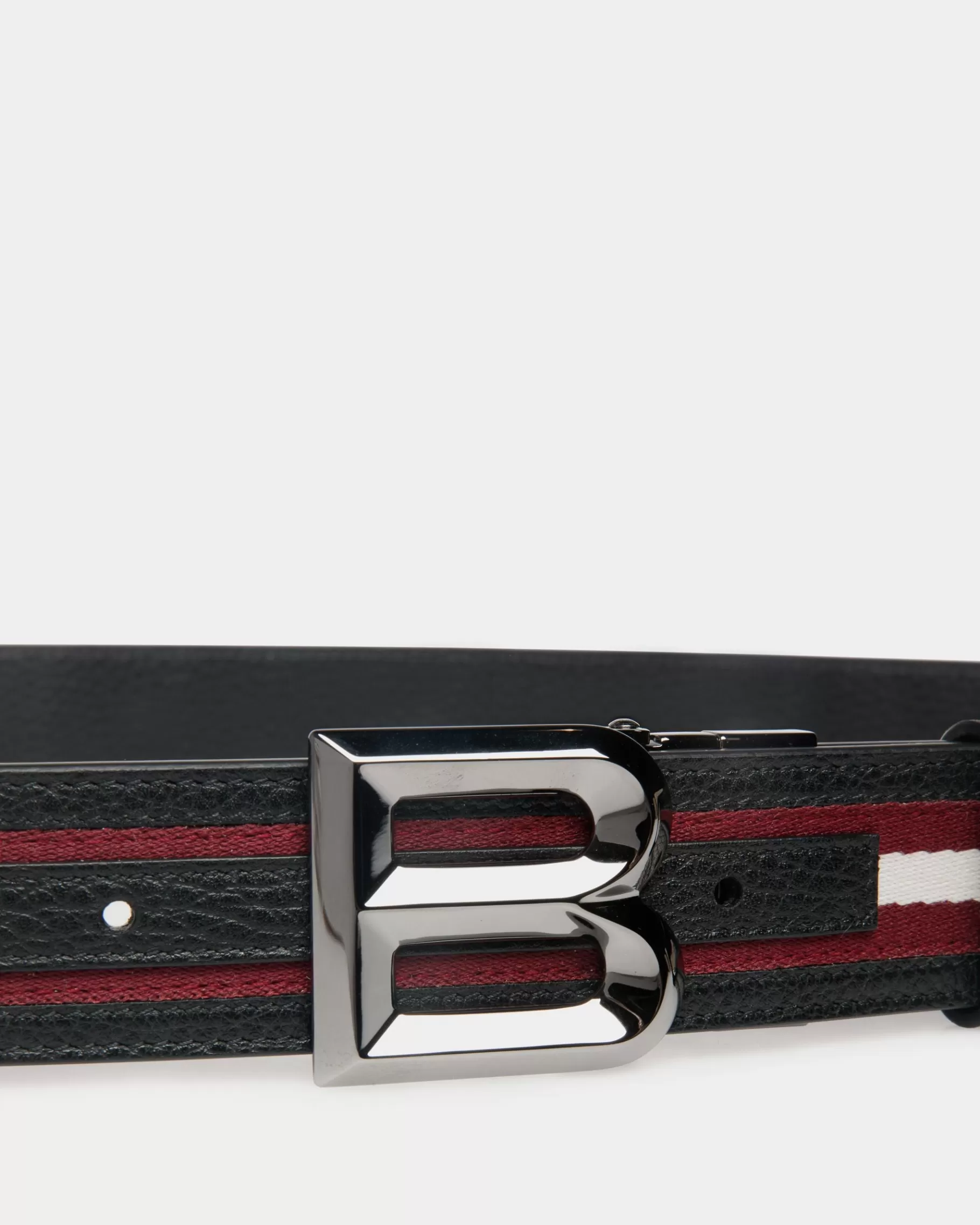 Belts<Bally B Bold 35mm Reversible Belt In Red And White Fabric And Leather Multicolor