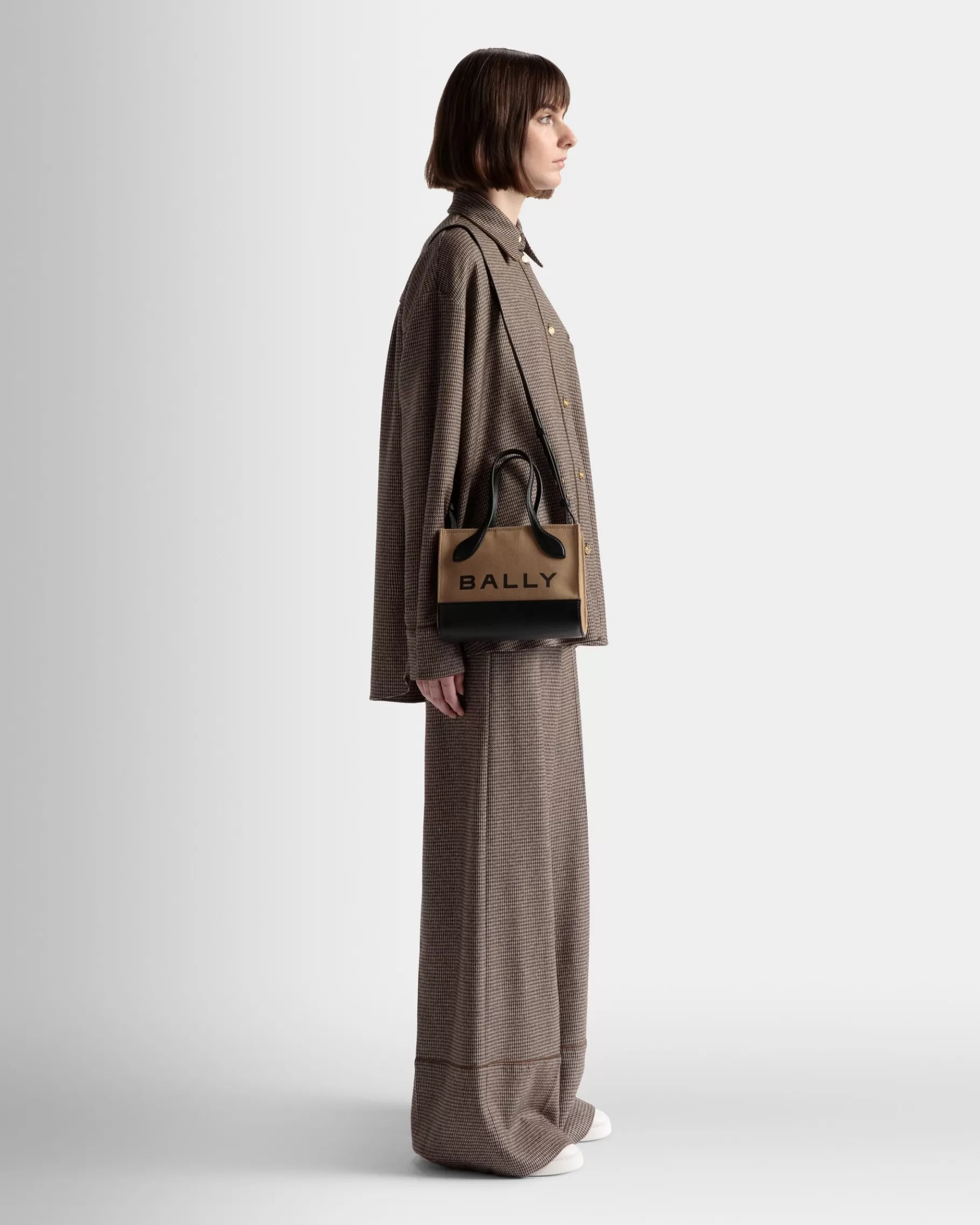 Mini & Belt Bags<Bally Bar Minibag In Sand And Black Fabric Beige