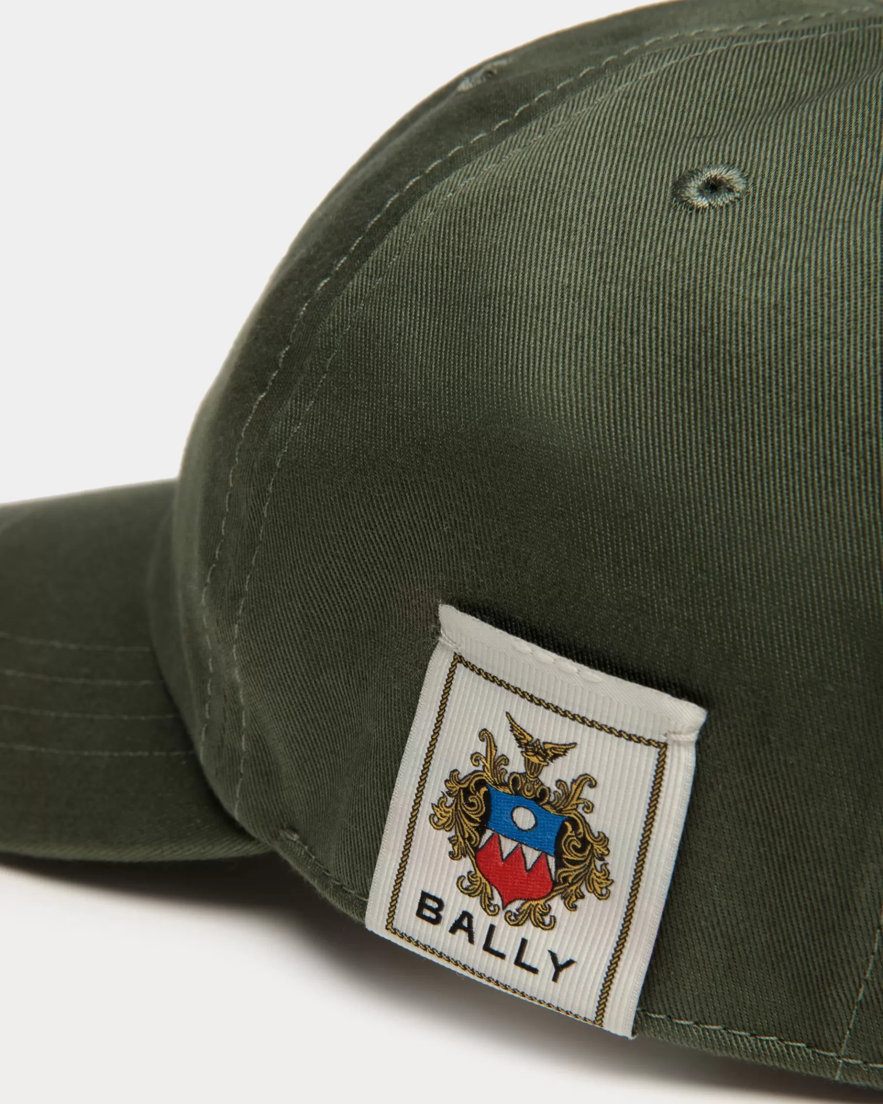 Gloves & Hats<Bally Baseball Hat With Crest Logo In Military Cotton Green