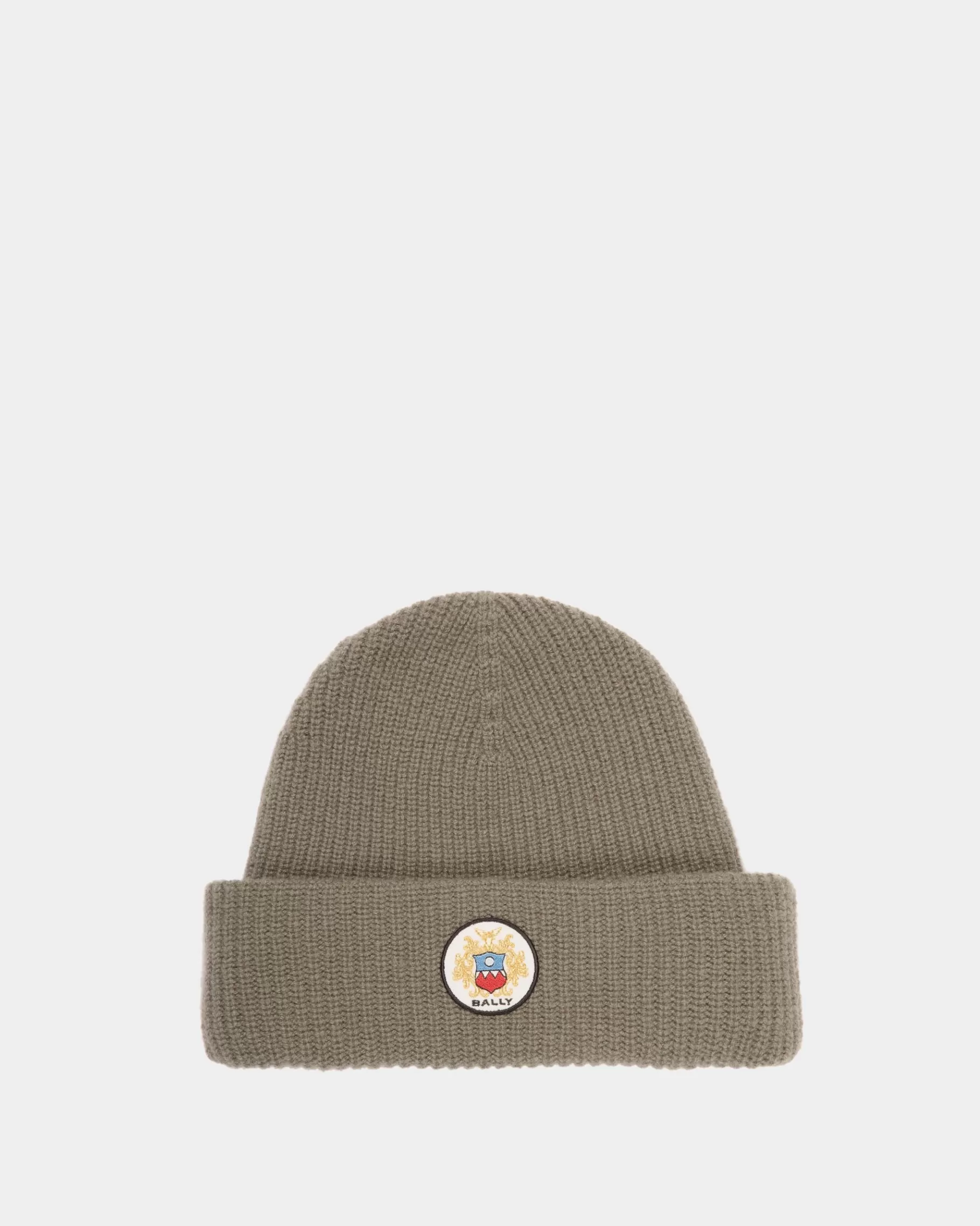 Gloves & Hats<Bally Beanie With Crest Logo In Military Cashmere Green