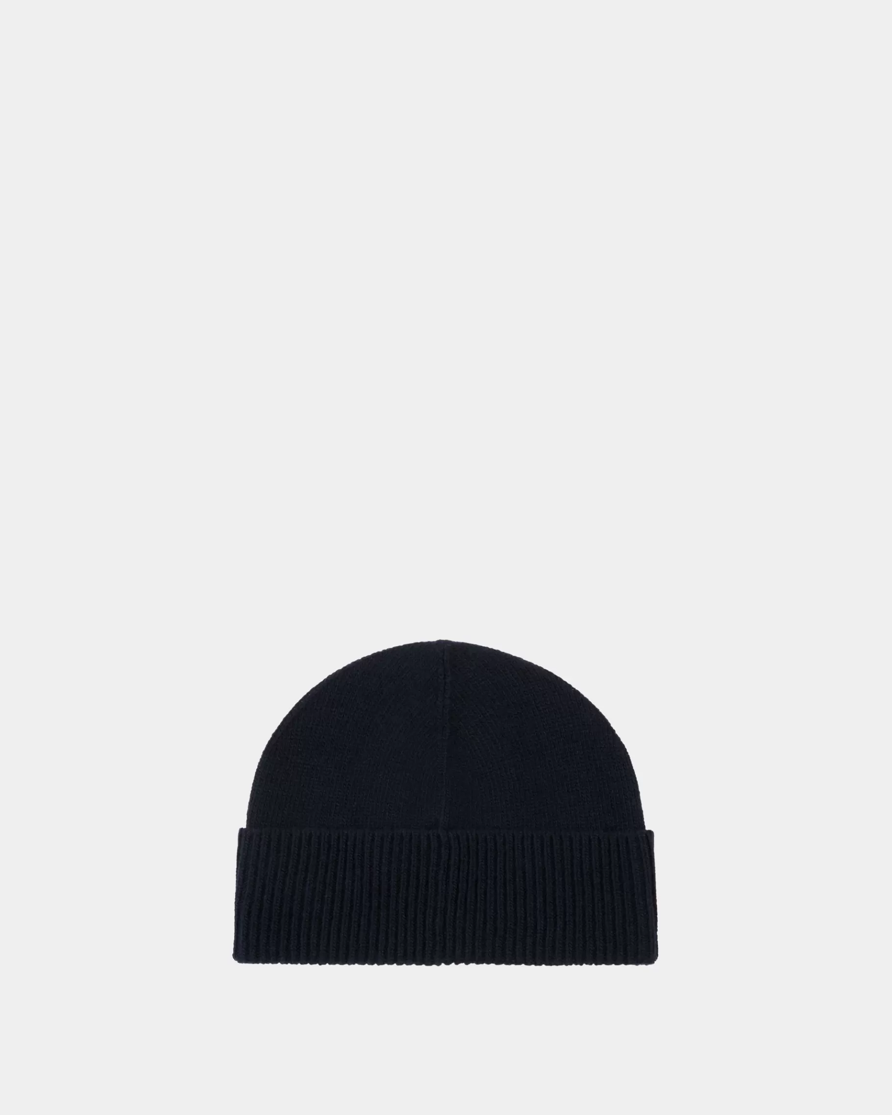 Gloves & Hats<Bally Beanie With Logo In Navy Wool Blue