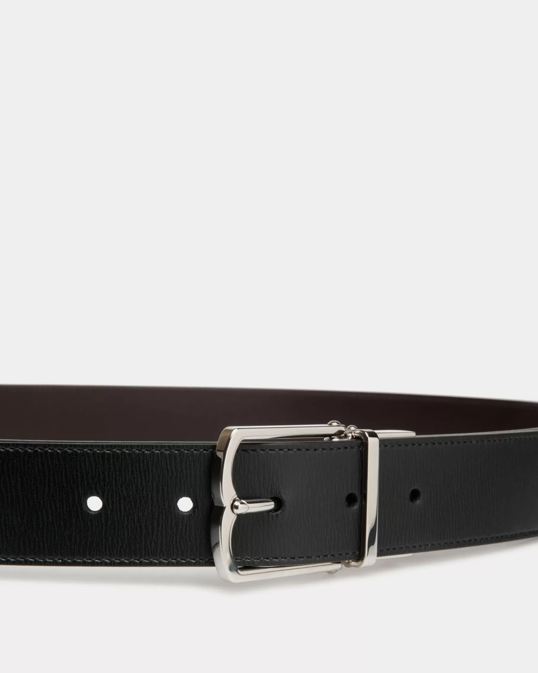 Belts<Bally Country 35mm Reversible And Adjustable Belt In Black And Ebano Leather Multicolor