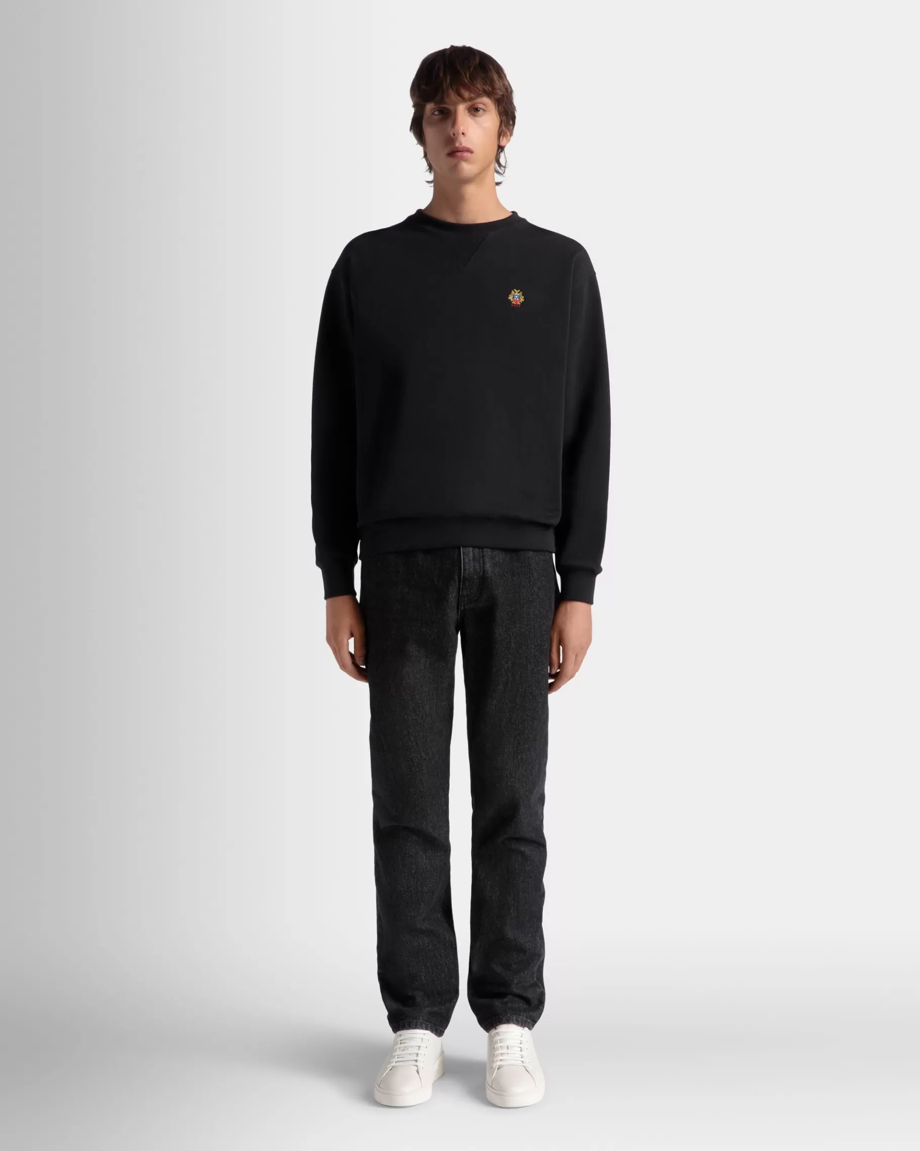 Tracksuits<Bally Crewneck Sweatshirt With a Crest Logo In Navy Cotton Blue