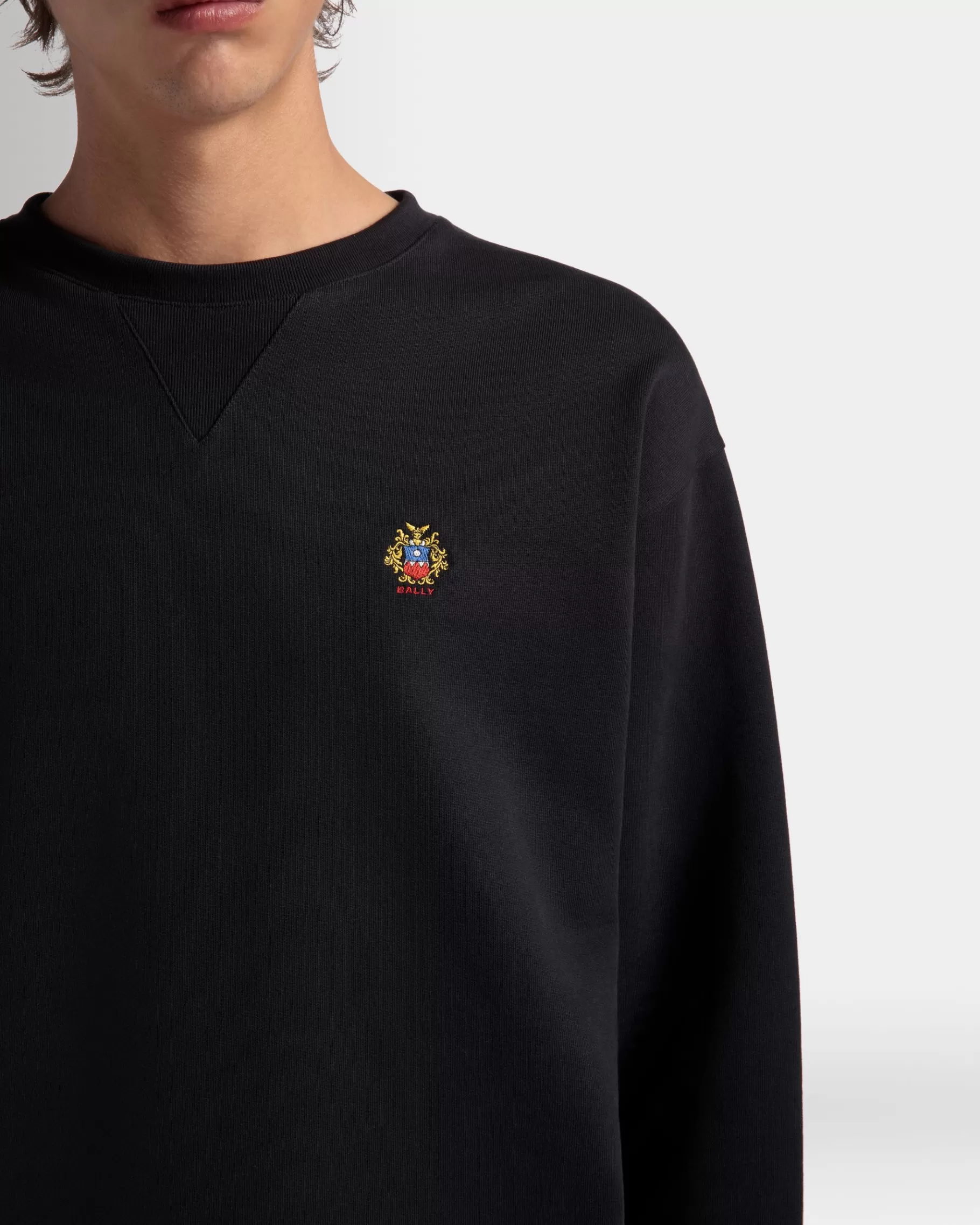 Tracksuits<Bally Crewneck Sweatshirt With a Crest Logo In Navy Cotton Blue