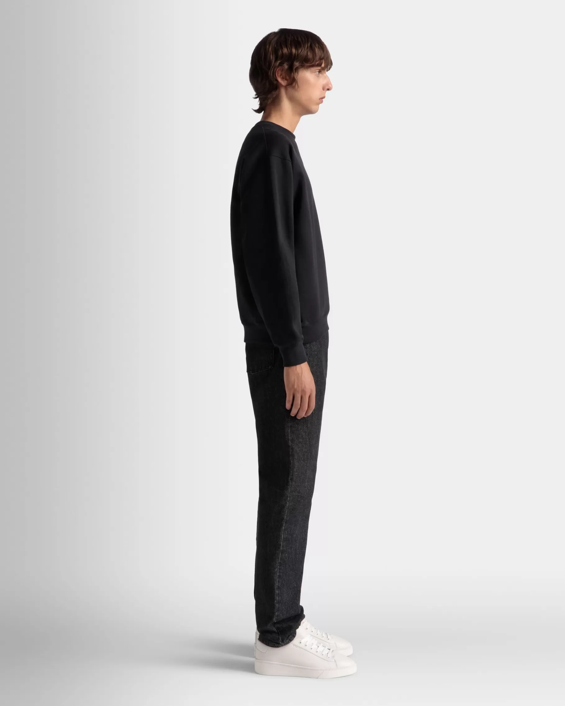 Tracksuits<Bally Crewneck Sweatshirt With a Crest Logo In Navy Cotton Blue