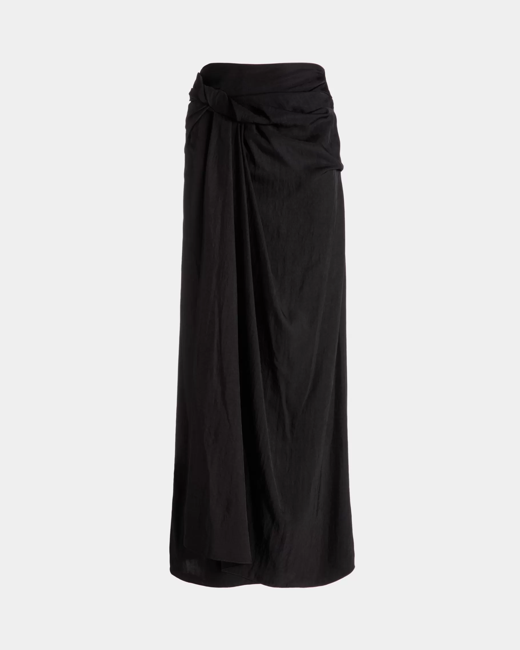 Dresses & Skirts<Bally Draped Long Skirt In Fluid Twill Black