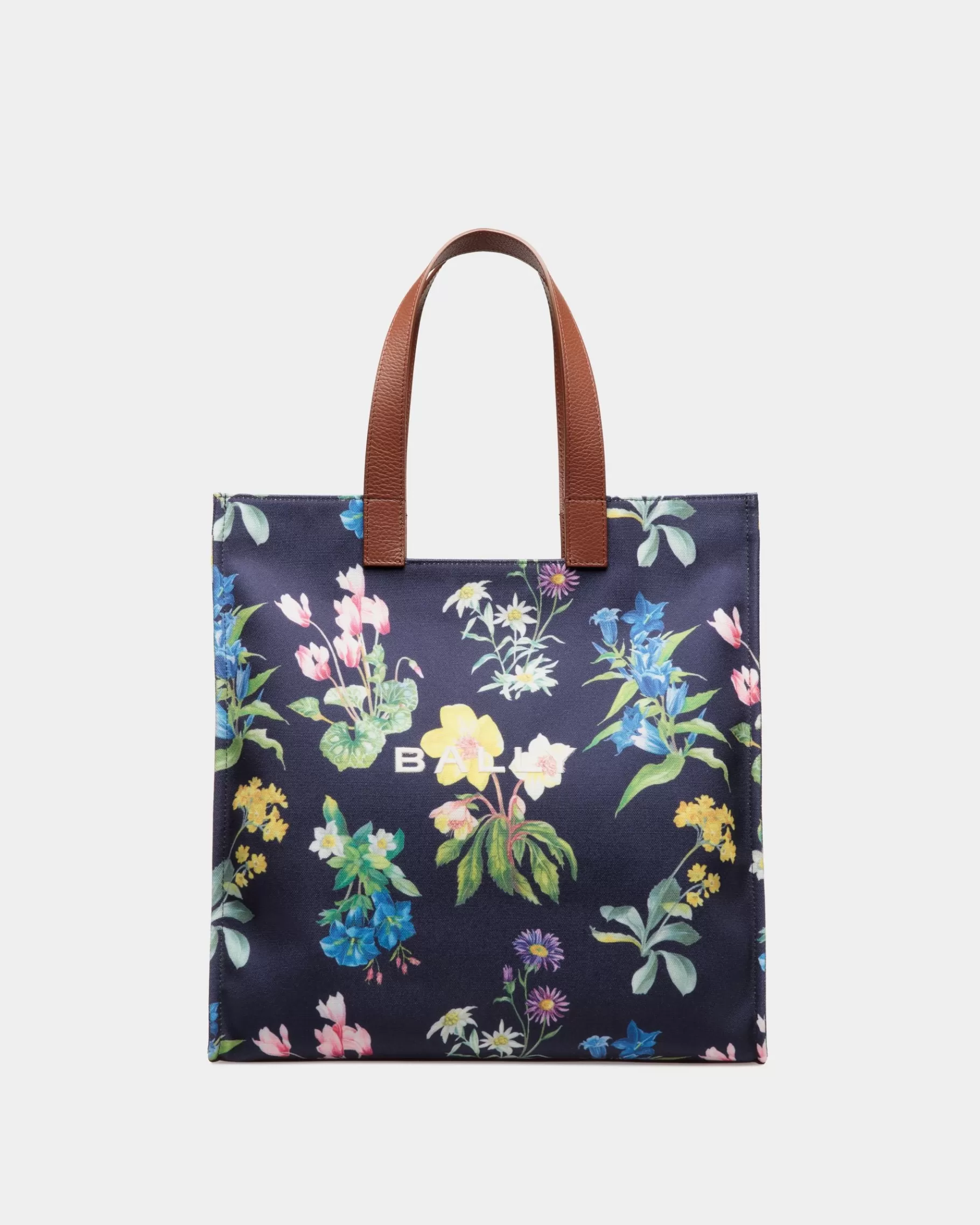 Tote Bags<Bally Easy Tote Bag In Mountain Flower Print Canvas And Leather Blue