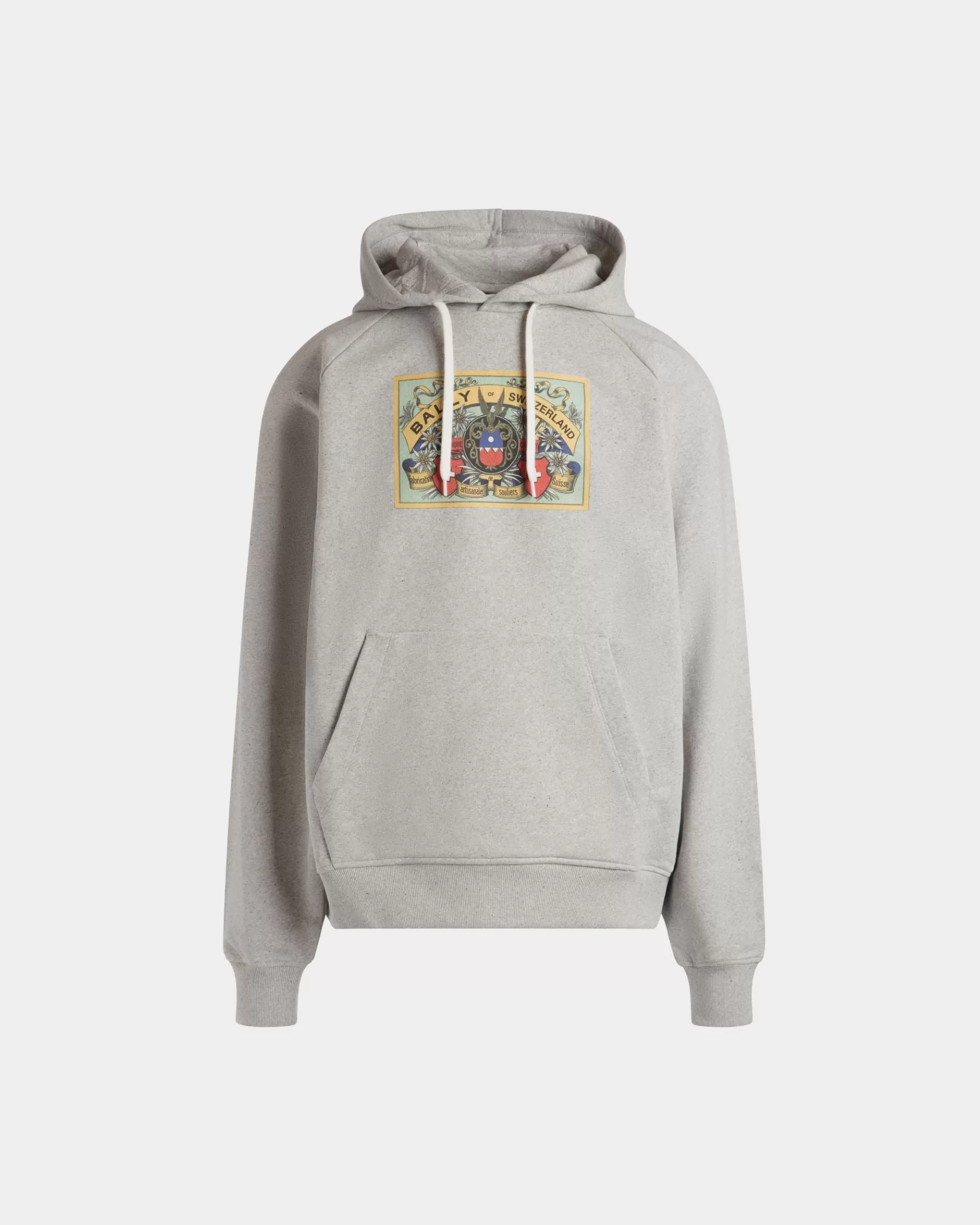 Tracksuits<Bally Hoodie With Crest Label In Melange Cotton Grey