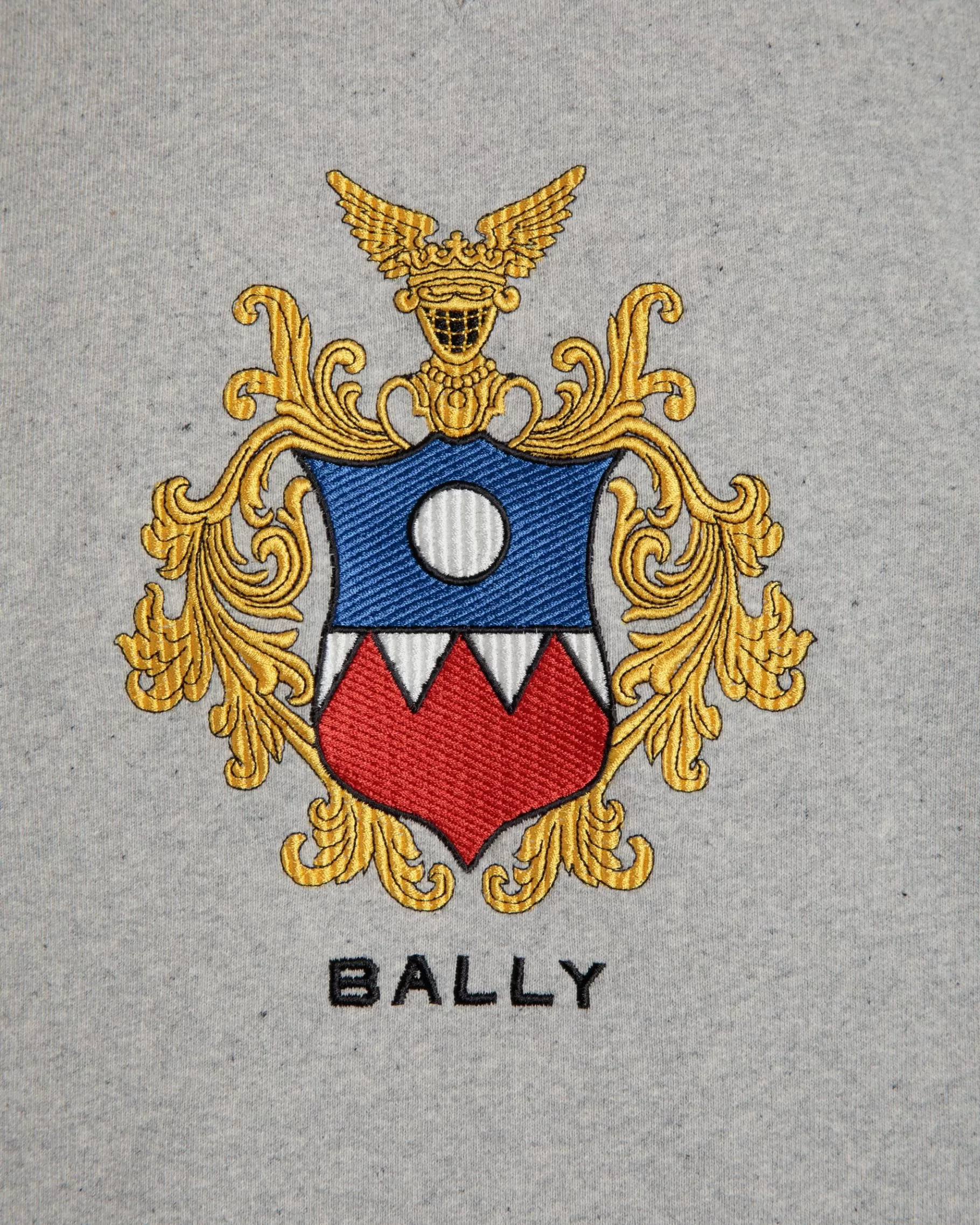 Tracksuits<Bally Hoodie With Crest Logo In Melange Cotton Grey