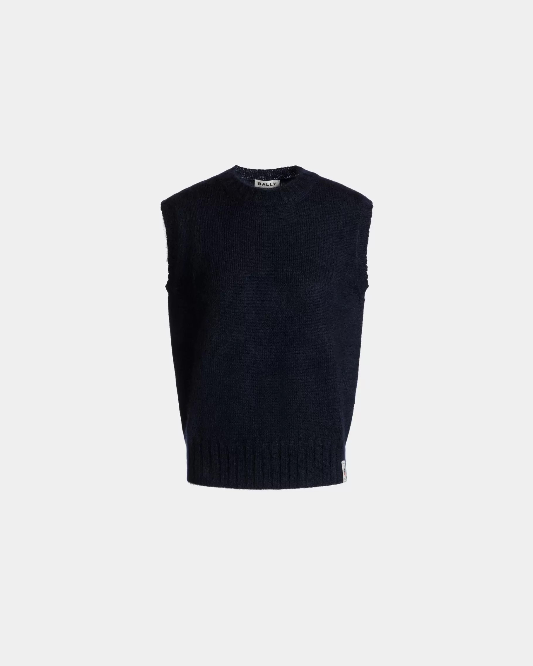 Shirts & T-shirts | Knitwear<Bally Knit Vest In Navy Mohair And Silk Blue