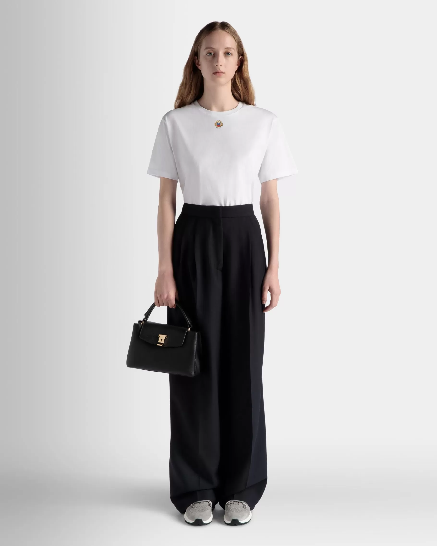 Top Handle Bags<Bally Lock Me Small Top Handle Bag In Grained Leather Black