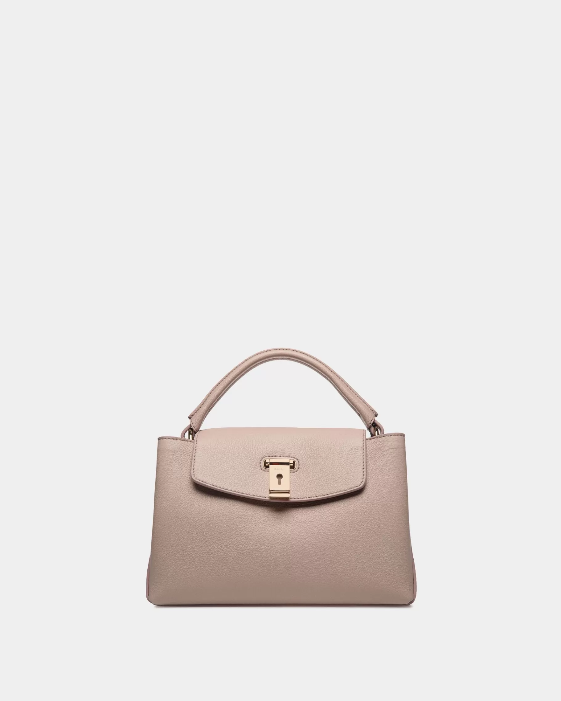 Top Handle Bags<Bally Lock Me Small Top Handle Bag In Light Grained Leather Beige
