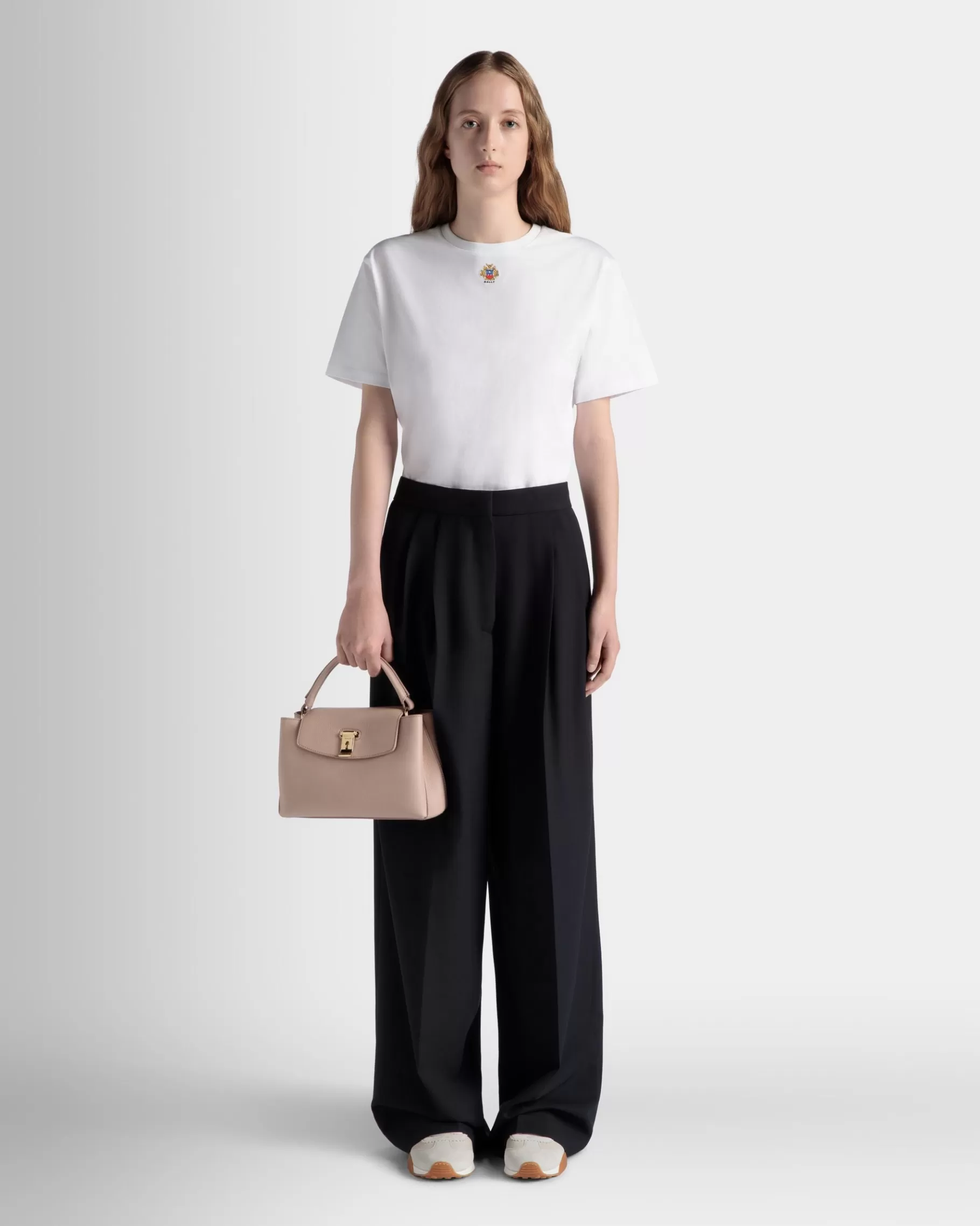 Top Handle Bags<Bally Lock Me Small Top Handle Bag In Light Grained Leather Beige