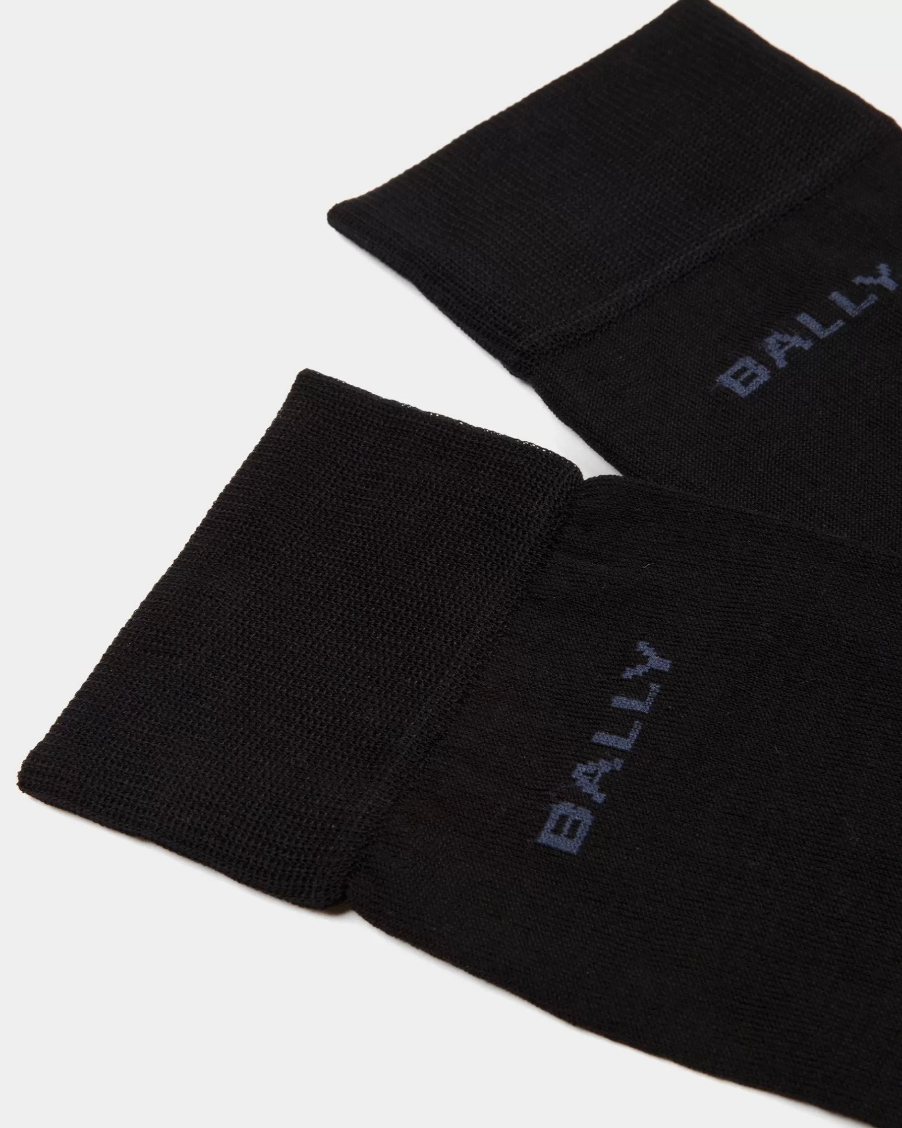 Socks<Bally Logo Socks In Ink And Indigo Cotton Mix Blue