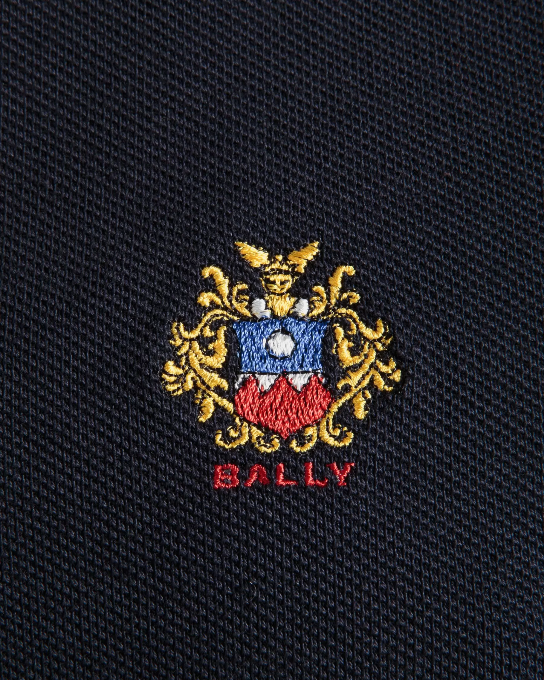 Shirts & T-shirts<Bally Long Sleeve Polo With a Crest Logo In Navy Cotton Blue