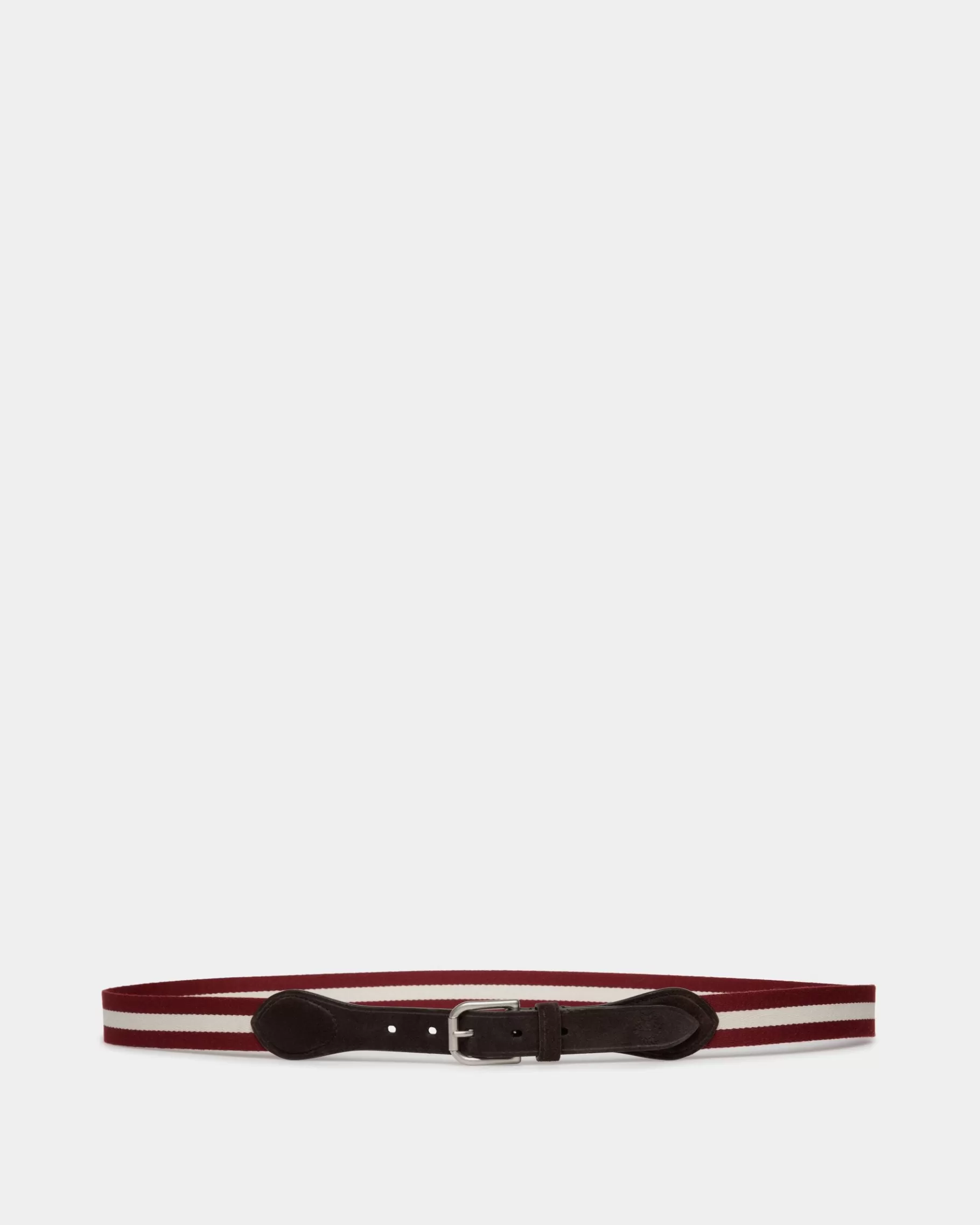 Belts<Bally Melvin 35mm Belt in Red and White Fabric And Suede Multicolor