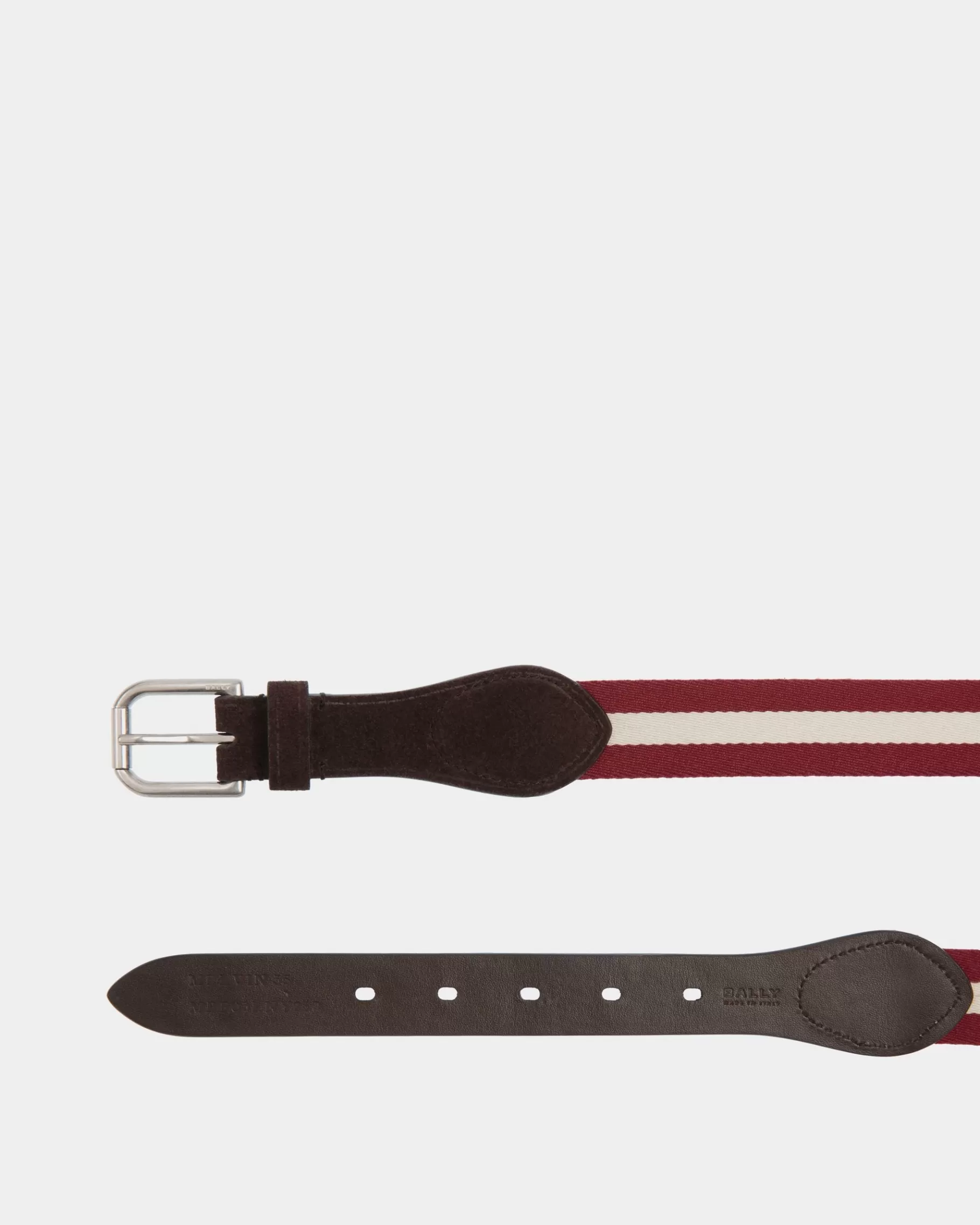 Belts<Bally Melvin 35mm Belt in Red and White Fabric And Suede Multicolor