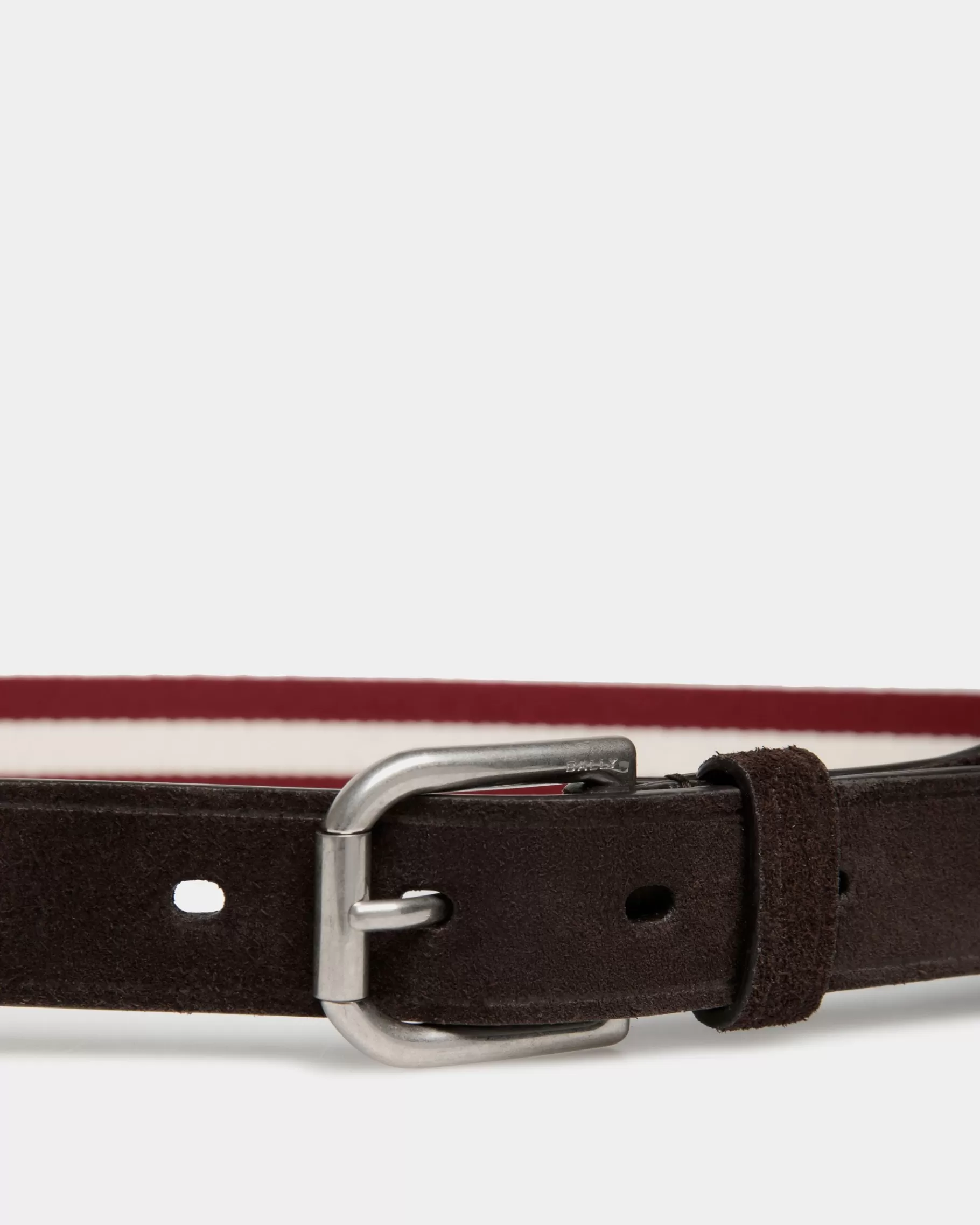 Belts<Bally Melvin 35mm Belt in Red and White Fabric And Suede Multicolor