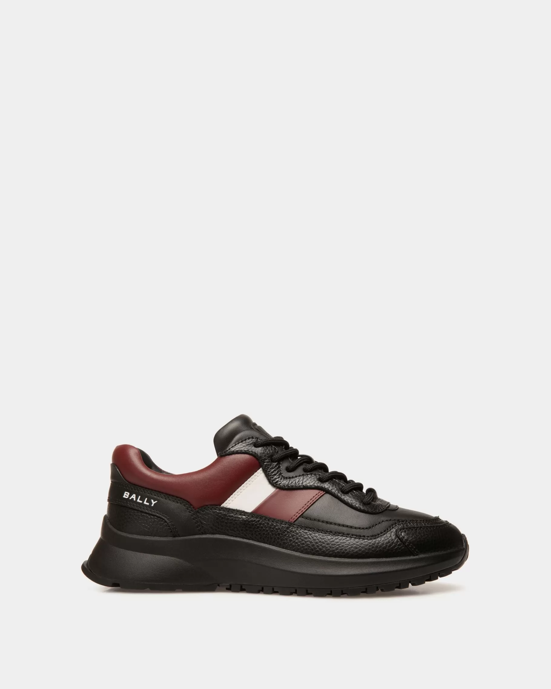Sneakers<Bally Outline Sneaker in And Heritage Red Leather Black