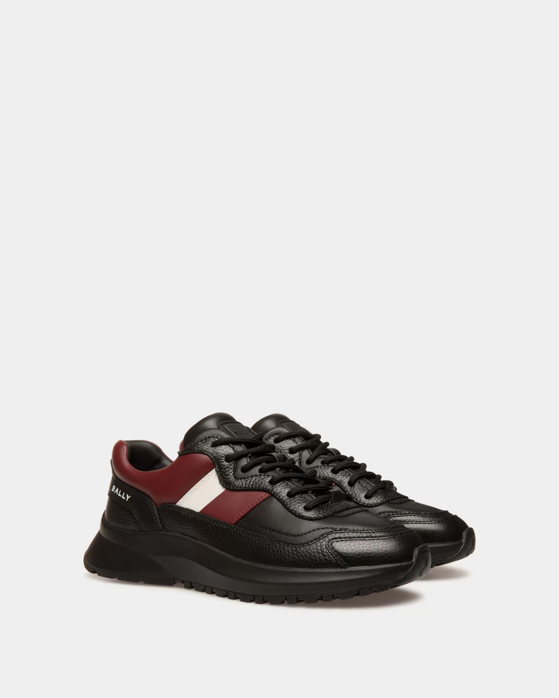 Sneakers<Bally Outline Sneaker in And Heritage Red Leather Black