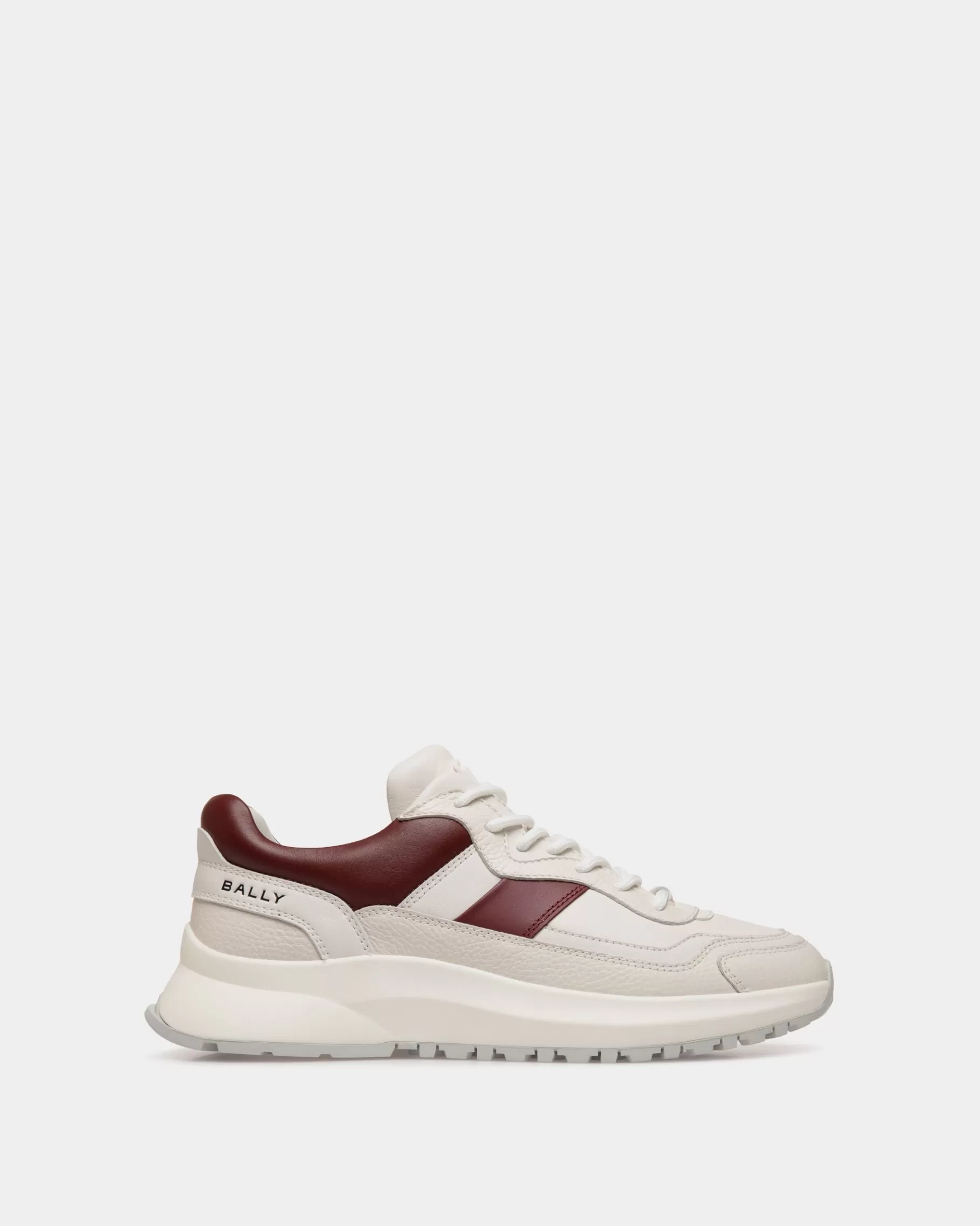 Sneakers<Bally Outline Sneaker in And Heritage Red Leather White