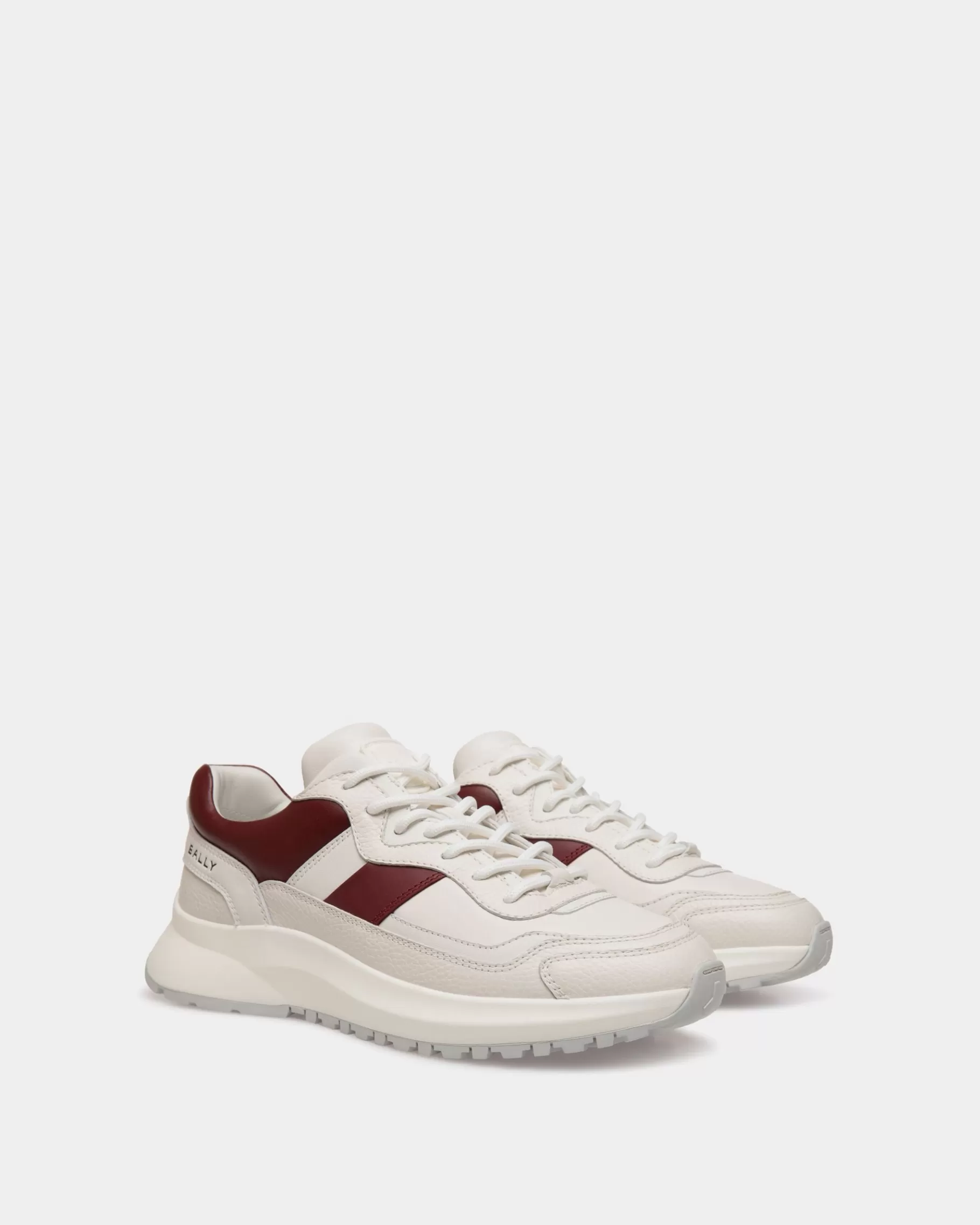 Sneakers<Bally Outline Sneaker in And Heritage Red Leather White