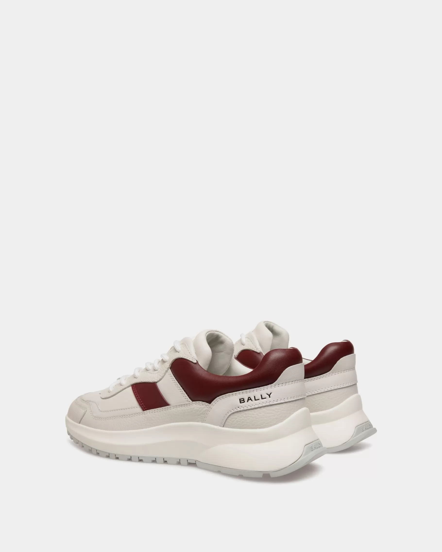 Sneakers<Bally Outline Sneaker in And Heritage Red Leather White