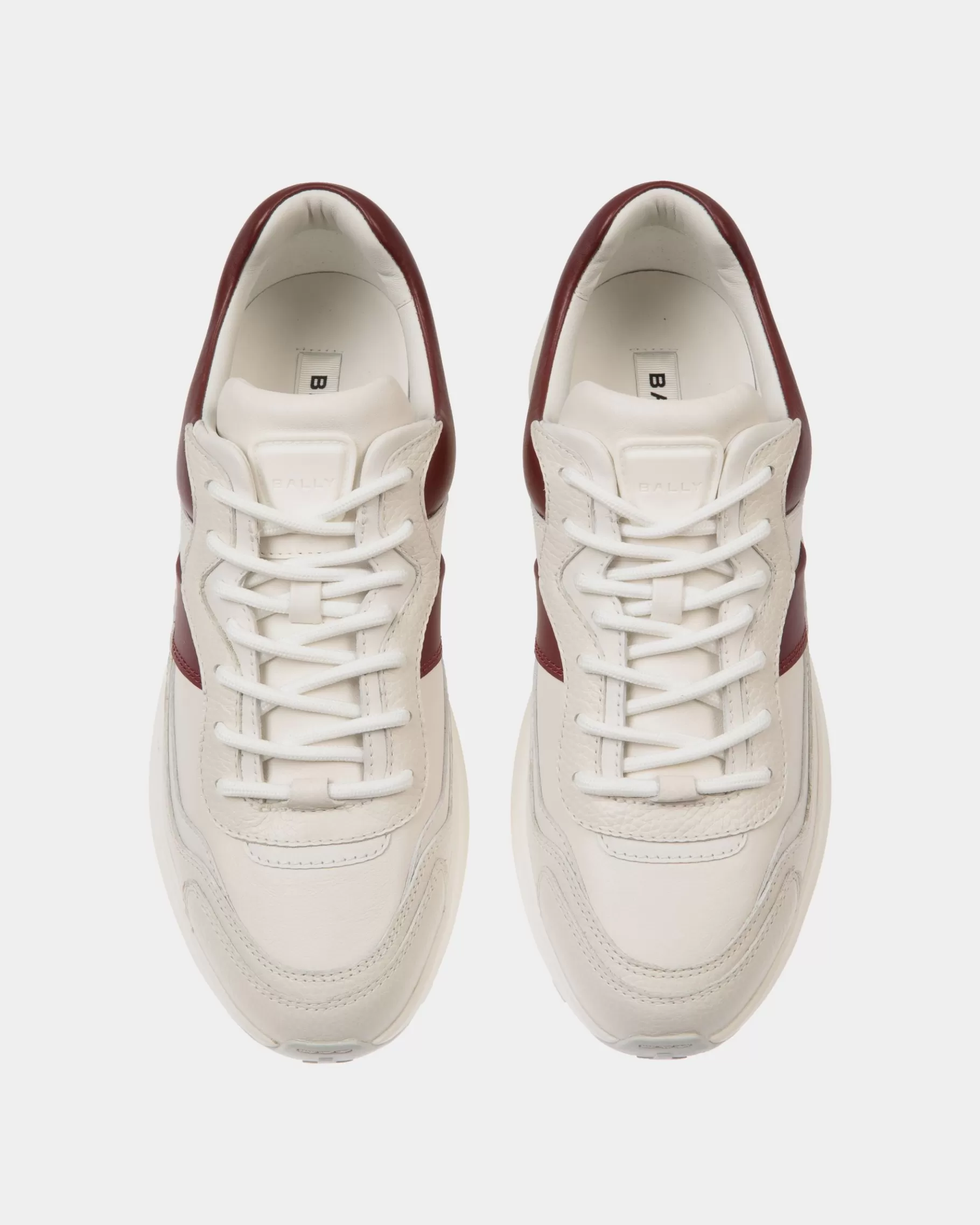 Sneakers<Bally Outline Sneaker in And Heritage Red Leather White
