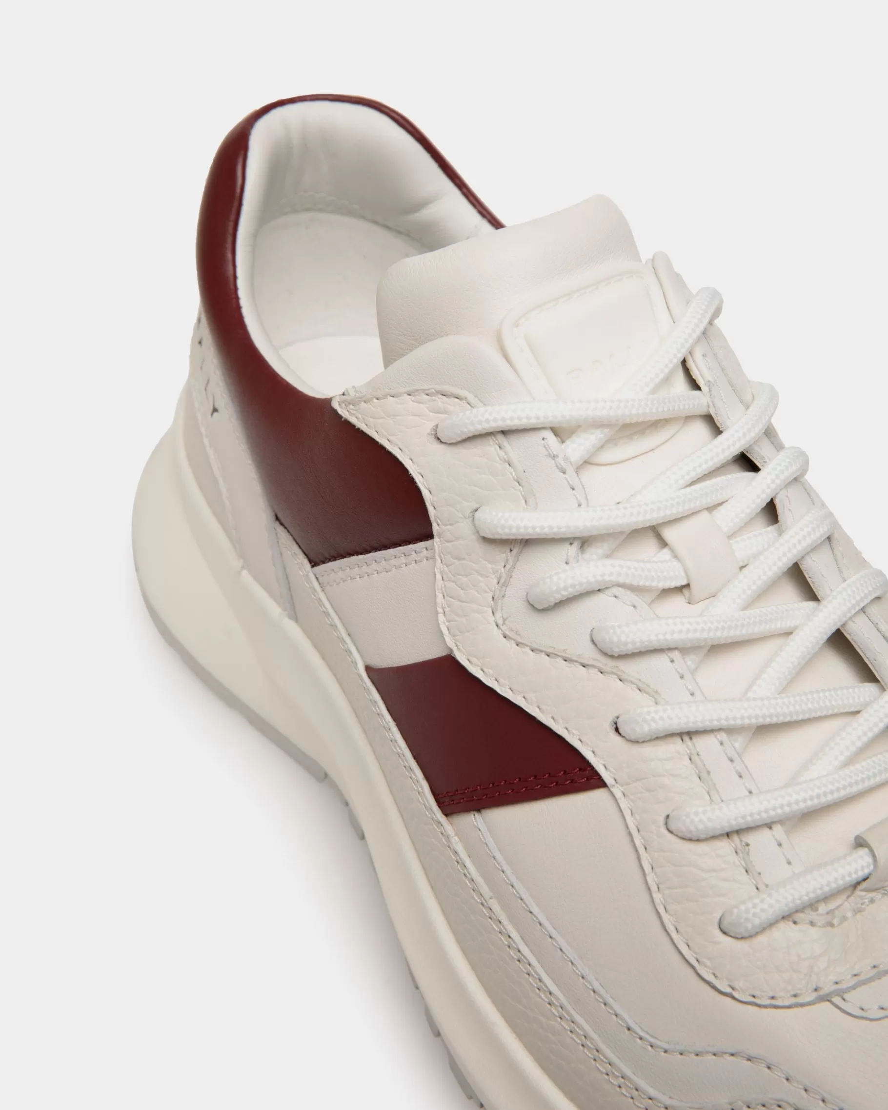 Sneakers<Bally Outline Sneaker in And Heritage Red Leather White