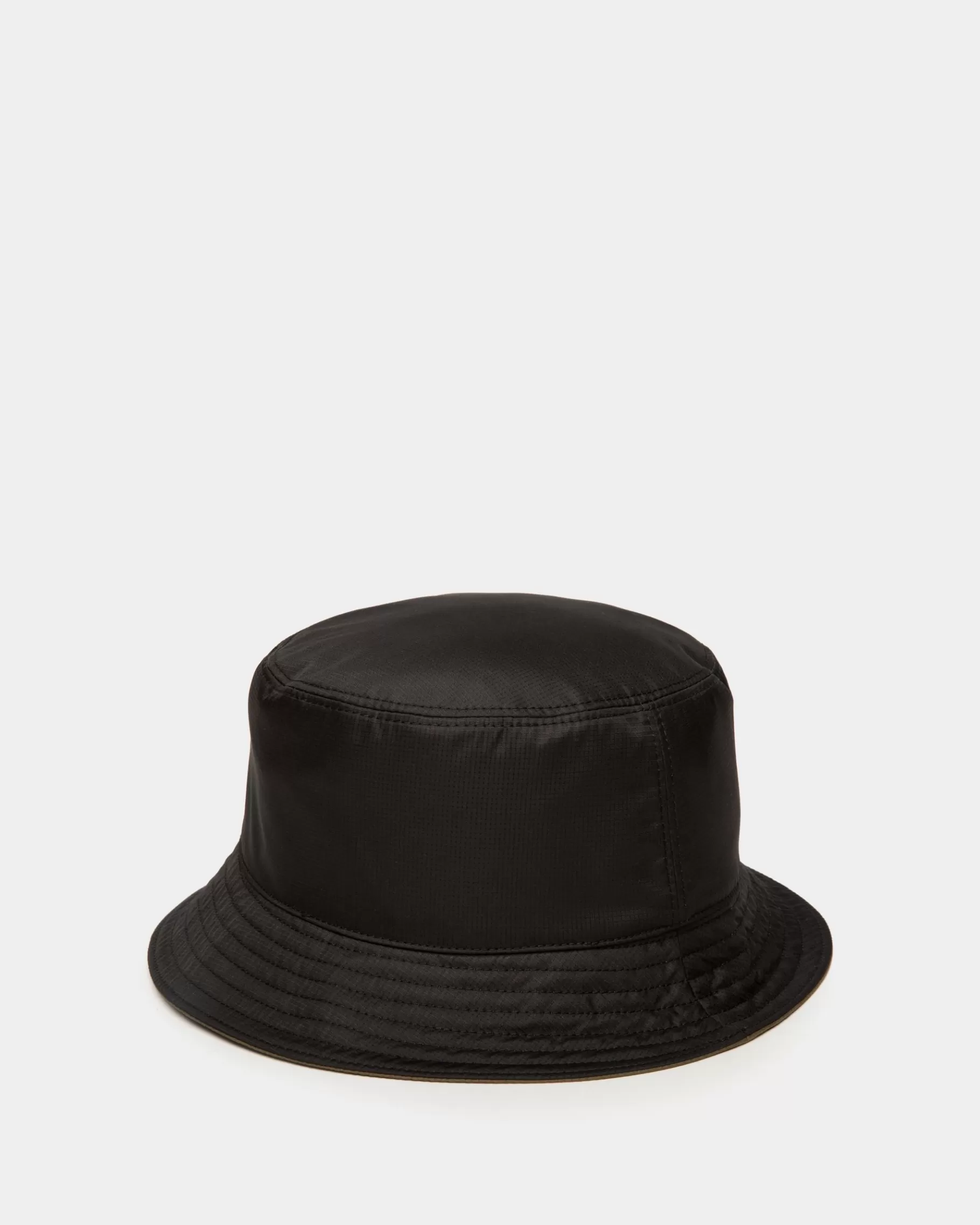 Gloves & Hats<Bally Reversible Bucket With Crest Logo In Black And Olive Green Technical Fabric Multicolor